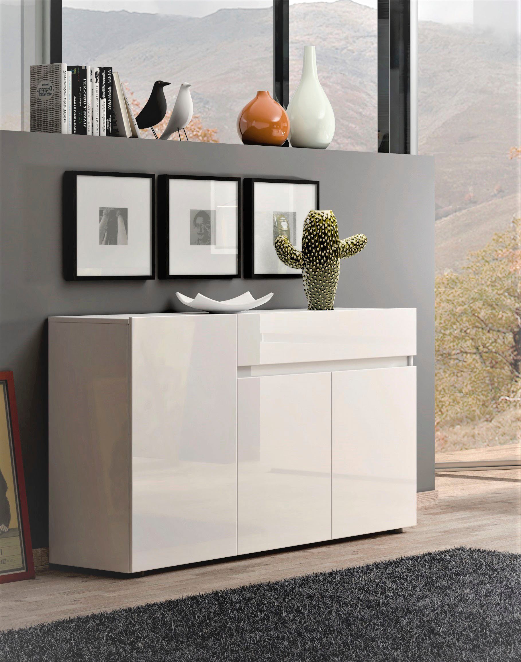 INOSIGN Dressoir Mister Dressoir, volledig hoogglans gelakt, B/H 135x80 cm