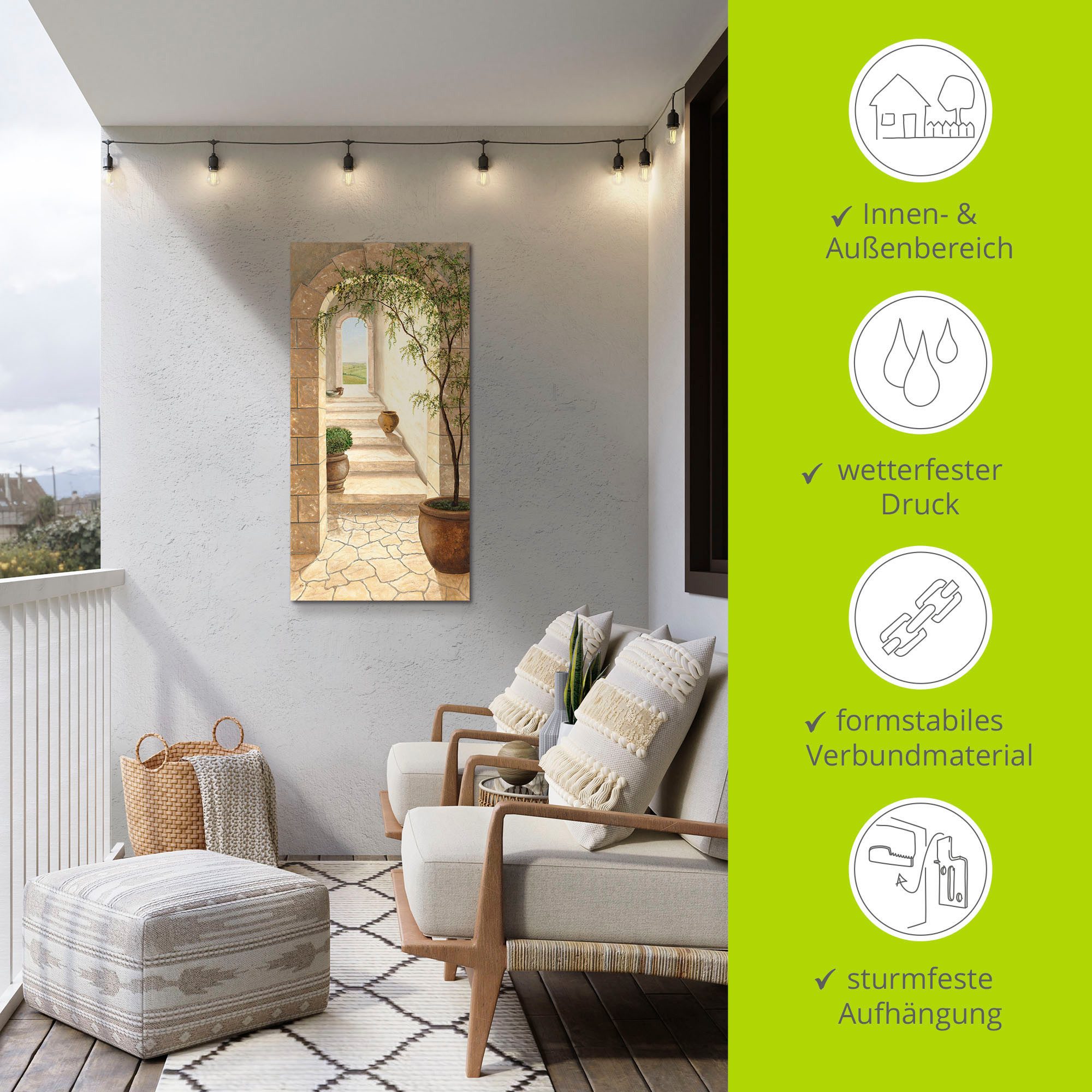 Artland Artprint Toscaanse doorgang als artprint van aluminium, artprint voor buiten, artprint op linnen, poster, muursticker
