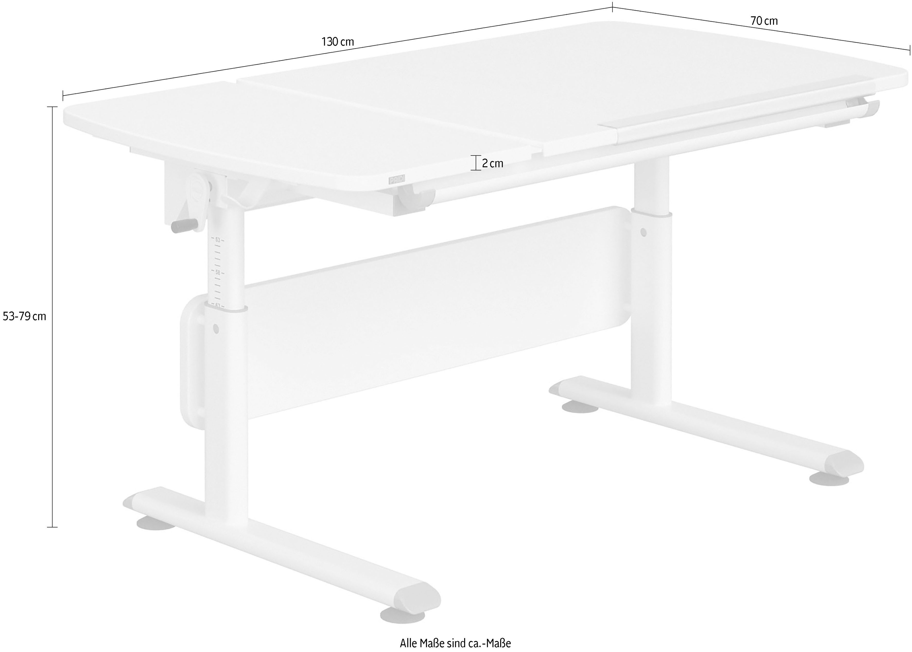 PAIDI Kinderwelten Kinderbureau DIEGO CURVED GT, leerlingbureau, ergonomisch, meegroeiend stappenloos in hoogte verstelbaar, gedeeld tafelblad kantelbaar