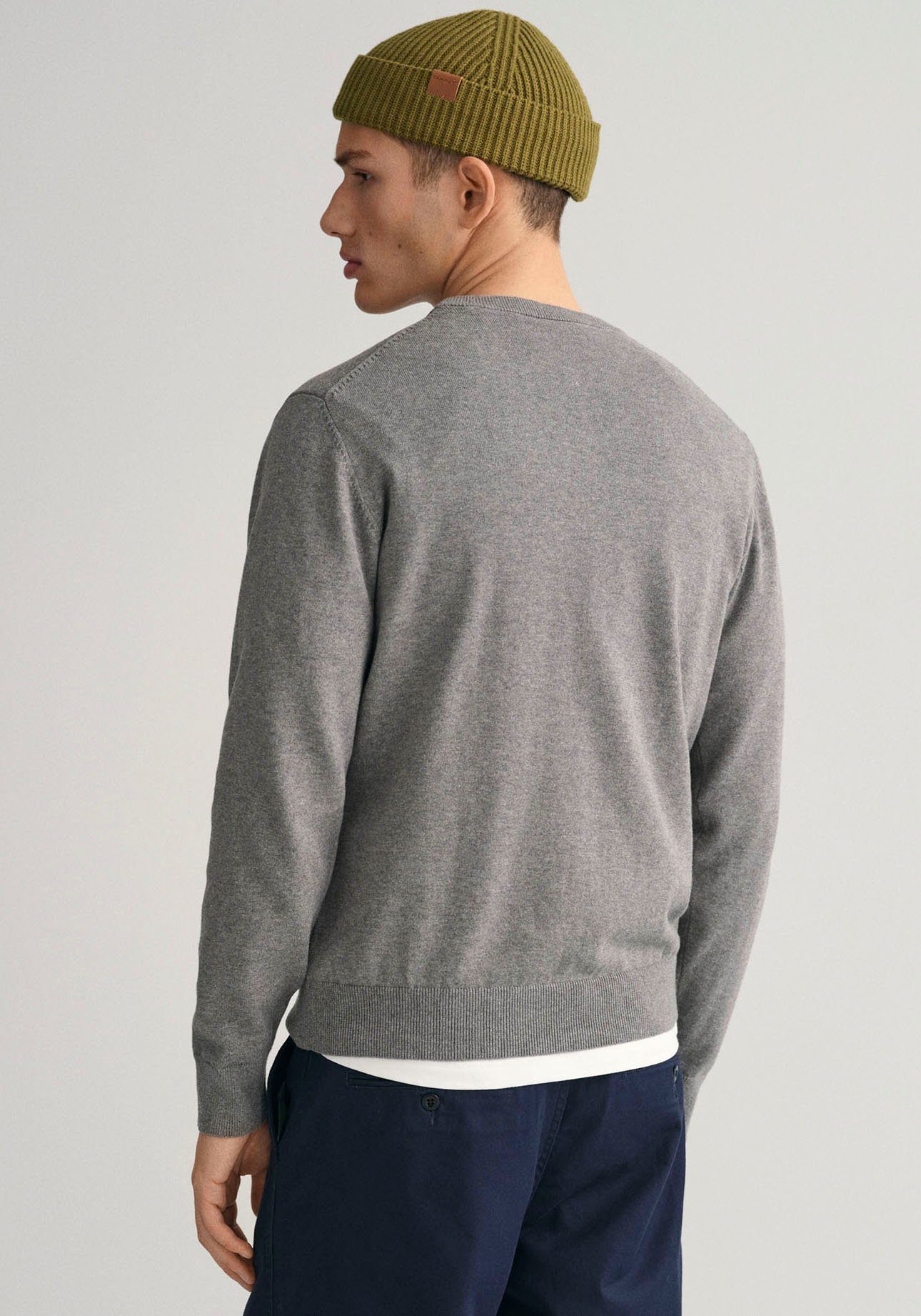 Gant Trui met ronde hals CLASSIC COTTON C-NECK Premium breipullover van zachte 100% katoen, overgangspullover