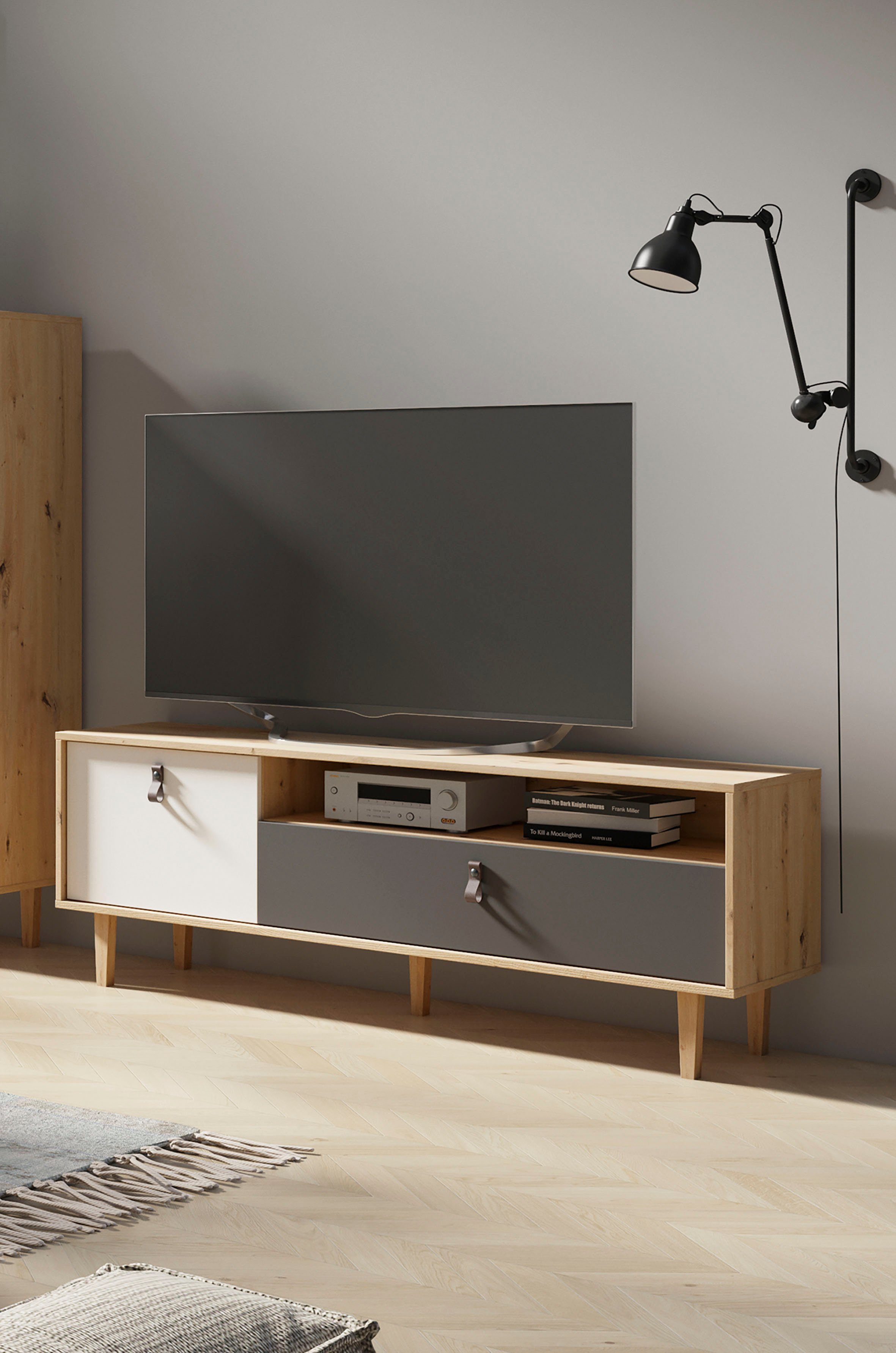 INOSIGN Tv-meubel BILL breedte 150 cm, poten van massief eikenhout