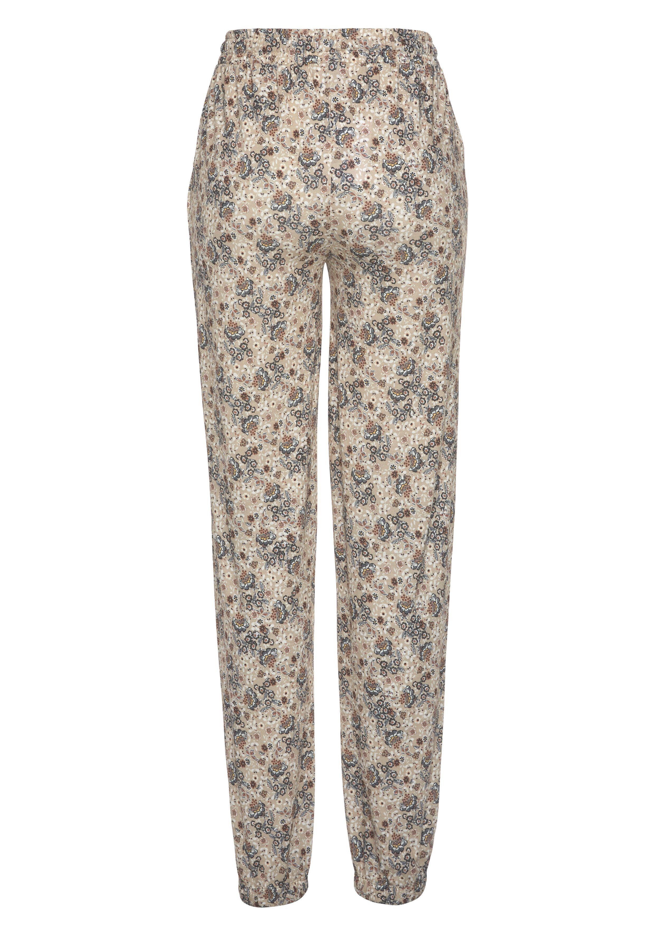 Vivance Jerseybroek met bloemenprint en zakken, zomerbroek, elastisch