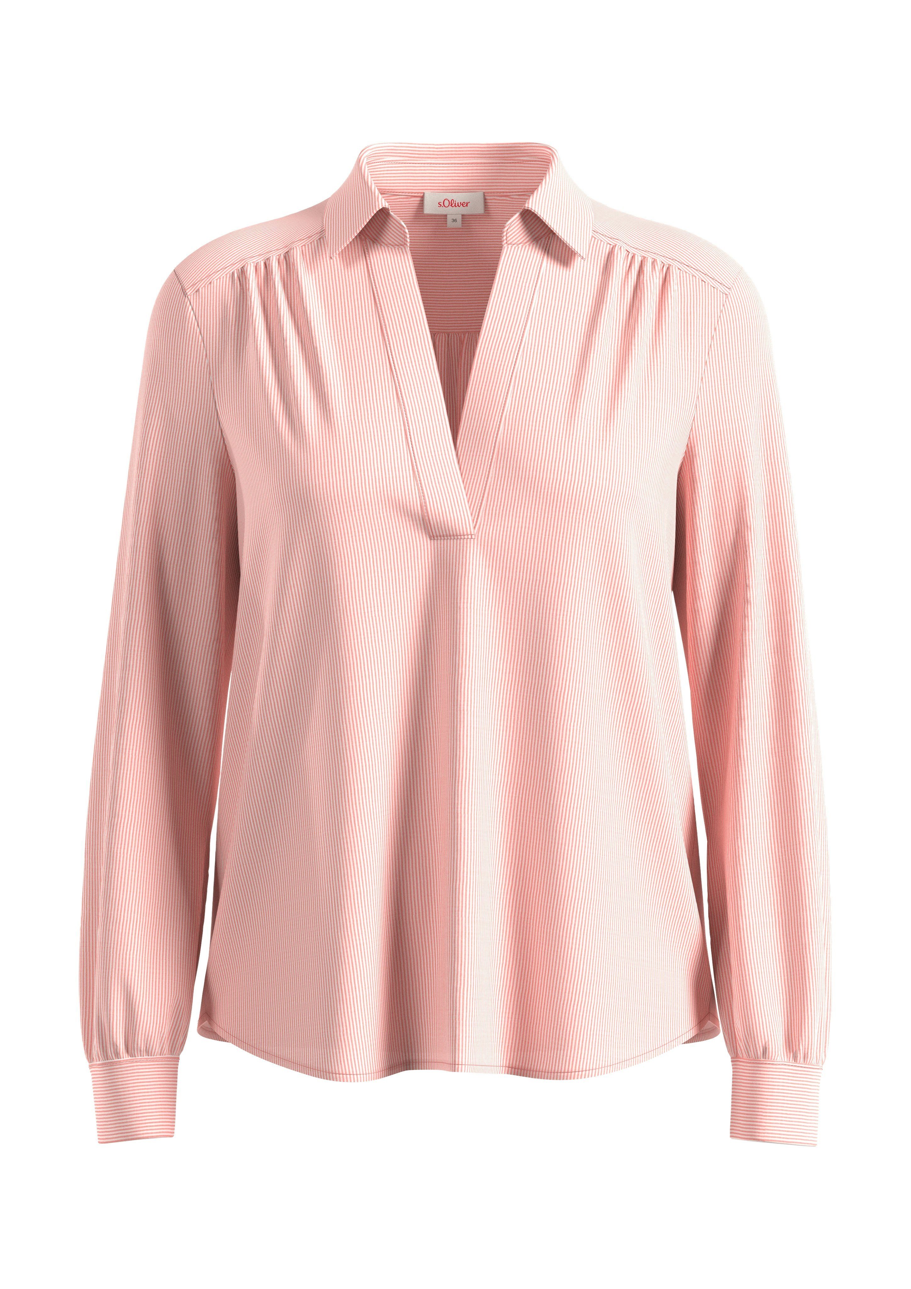 s.Oliver Overhemdblouse in streep-patroon en met v-halslijn