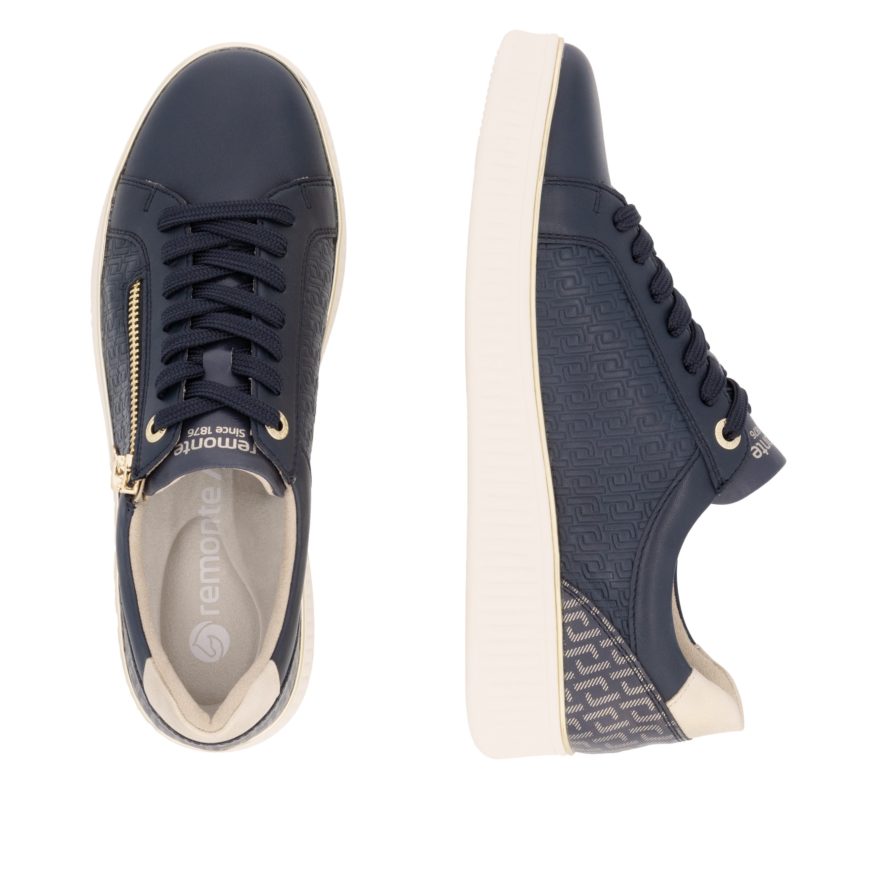 Remonte Plateausneakers , vrijetijdsschoen, lage schoen, veterschoen met zijrits