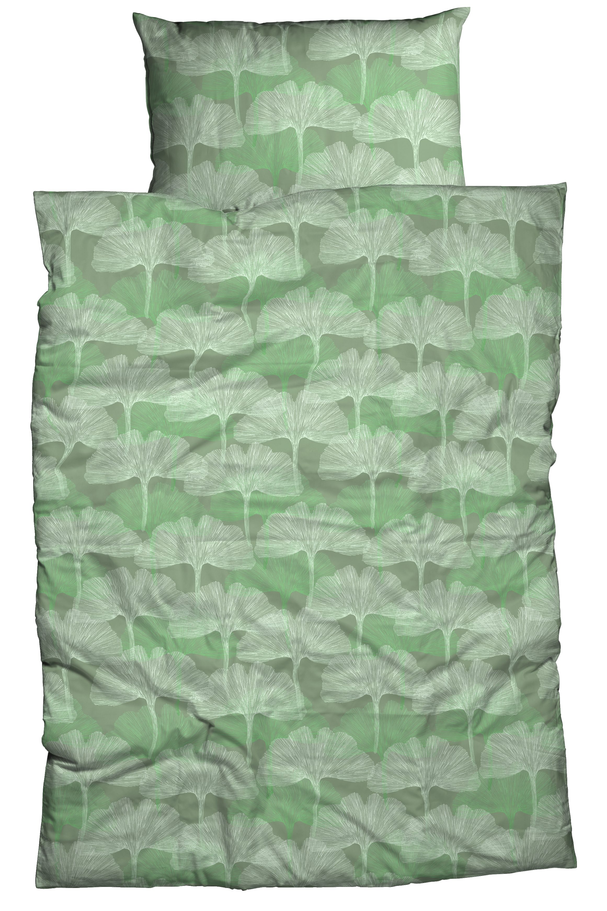 CASATEX Beddengoed Ginkgo delicate ginkgo bladeren, elegant ontwerp (2-delig) dekbedovertrekken groen