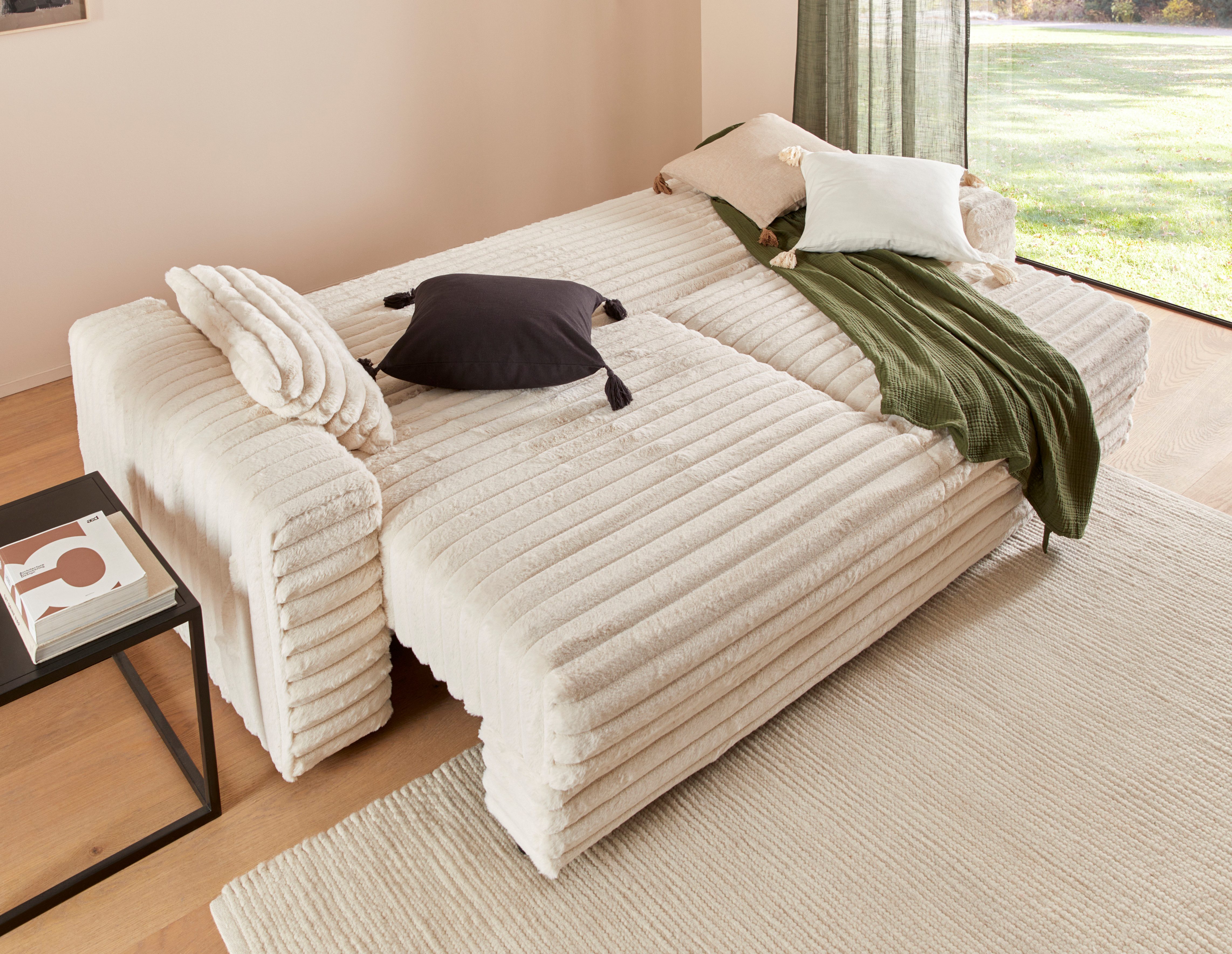 LeGer Home by Lena Gercke Slaapbank Imoga, kussen met slaapfunctie, 3-zits bank, bank met bedlade in moderne kleuren en stoffen, bedfunctie, ligoppervlak: 200x150 cm