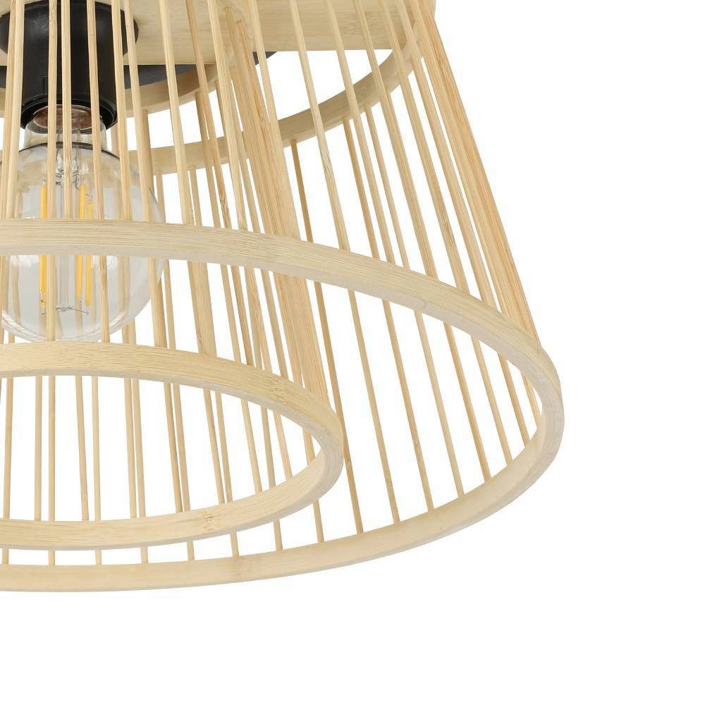EGLO Plafondlamp HYKEHAM Plafondlamp, bamboe, boho, hout en metaal in zwart, E27 fitting (1 stuk)