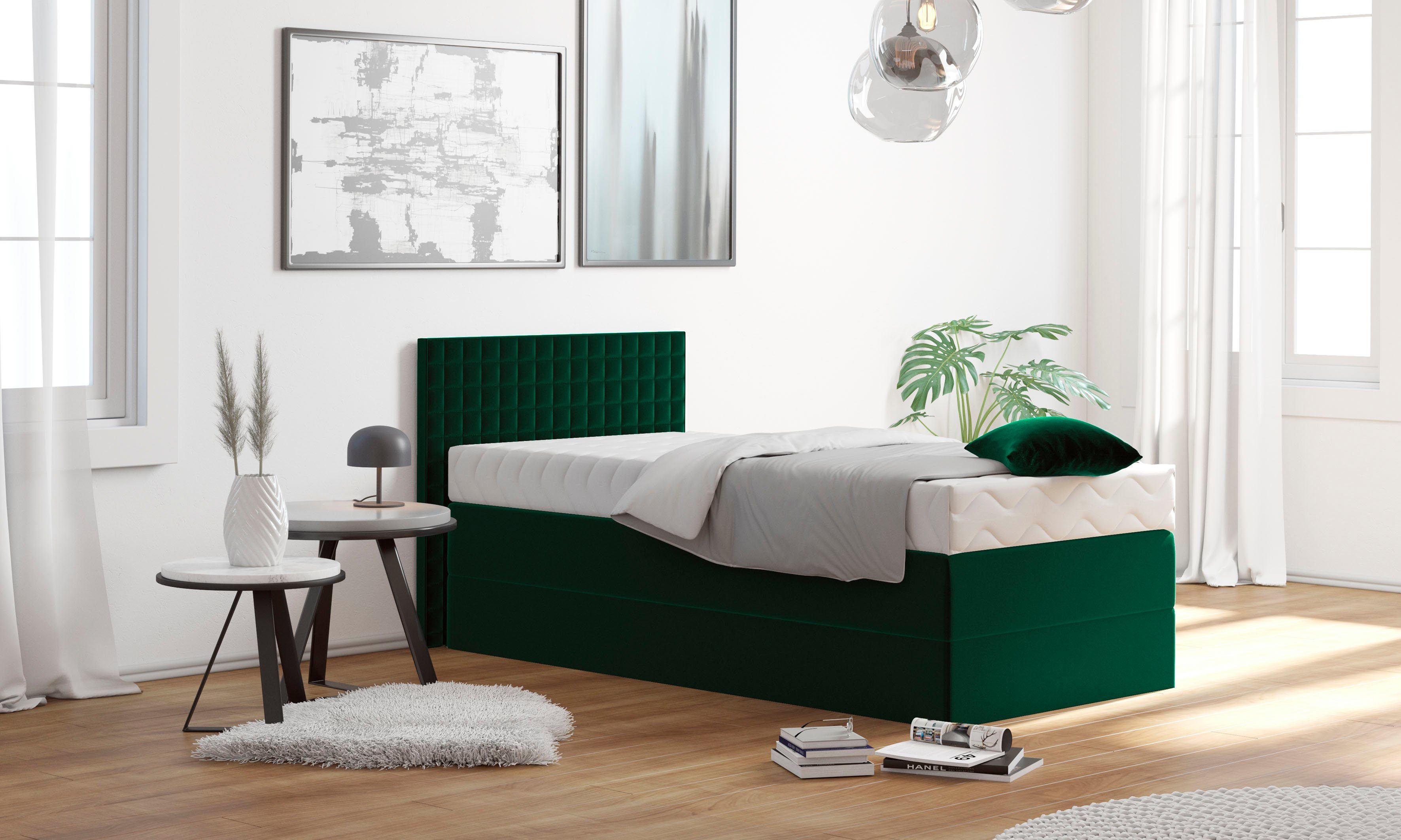 Westfalia Polsterbetten Boxspring met sierkussen, naar keuze met topmatras boxsprings groen