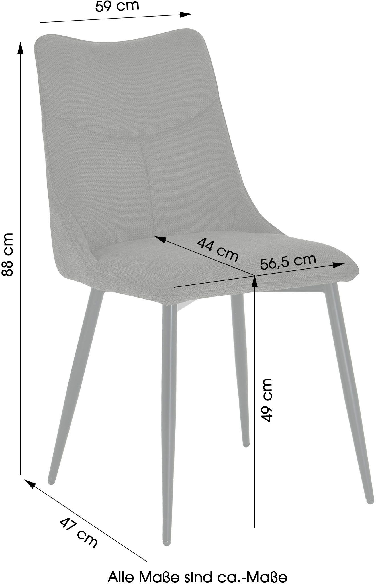 byLIVING Eetkamerstoel Carlo (2-stuks set) Frame van metaal zwart, keukenstoel, geweven stofbekleding, diverse kleuren (set)