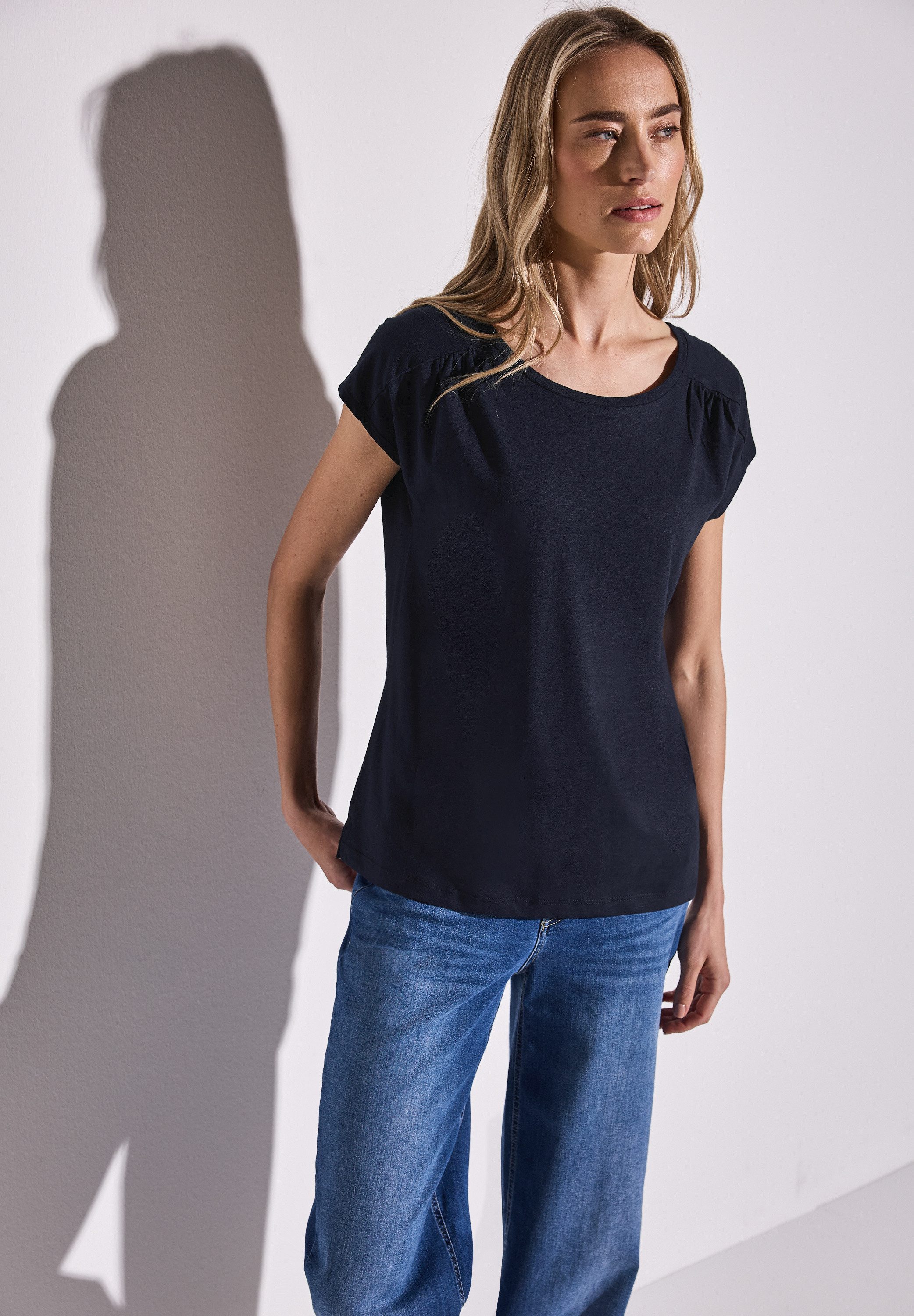 STREET ONE Shirttop met aanrimpeling op de schouder