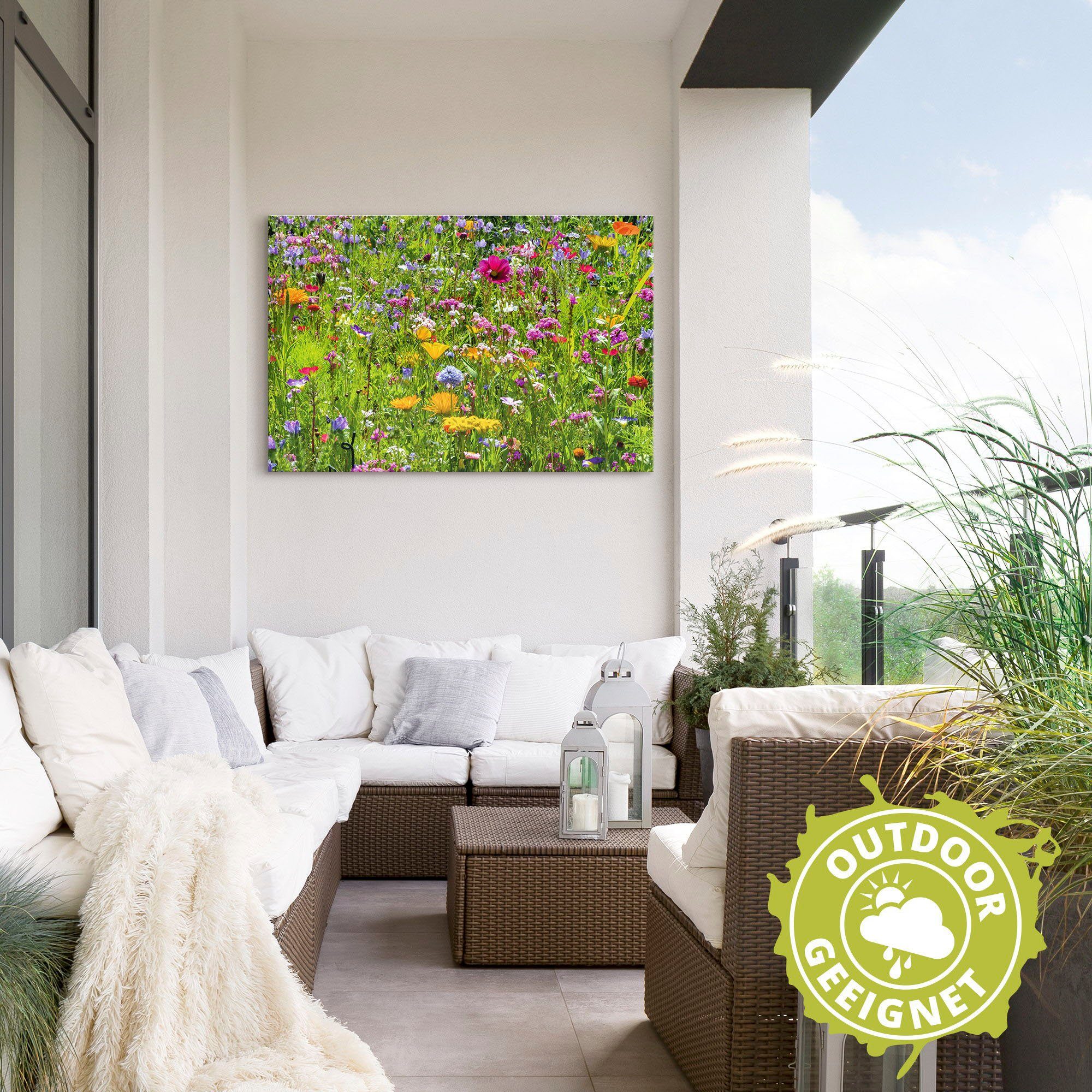 Artland Artprint Veelkleurige bloemenweide als artprint van aluminium, artprint voor buiten, artprint op linnen, poster, muursticker