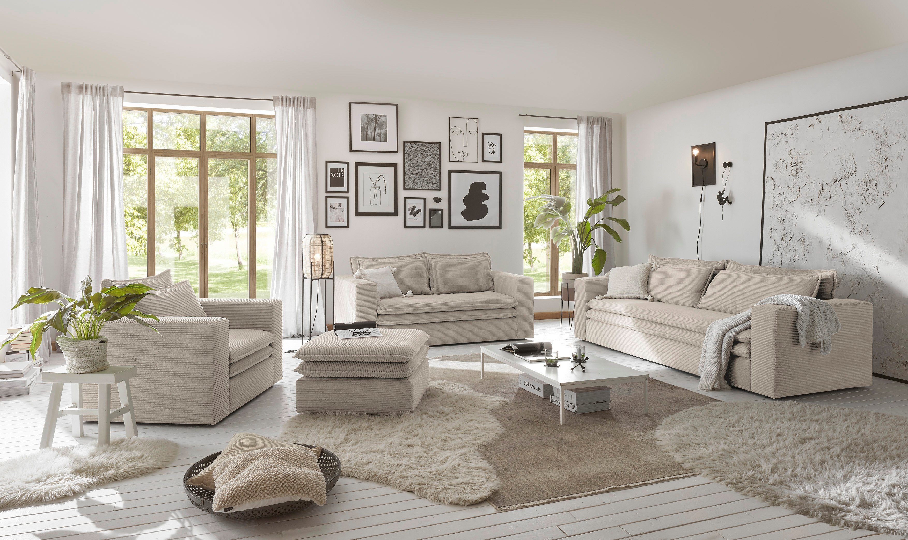 Places of Style Hocker PIAGGE Hoogwaardige cord, passend bij de loveseat PIAGGE