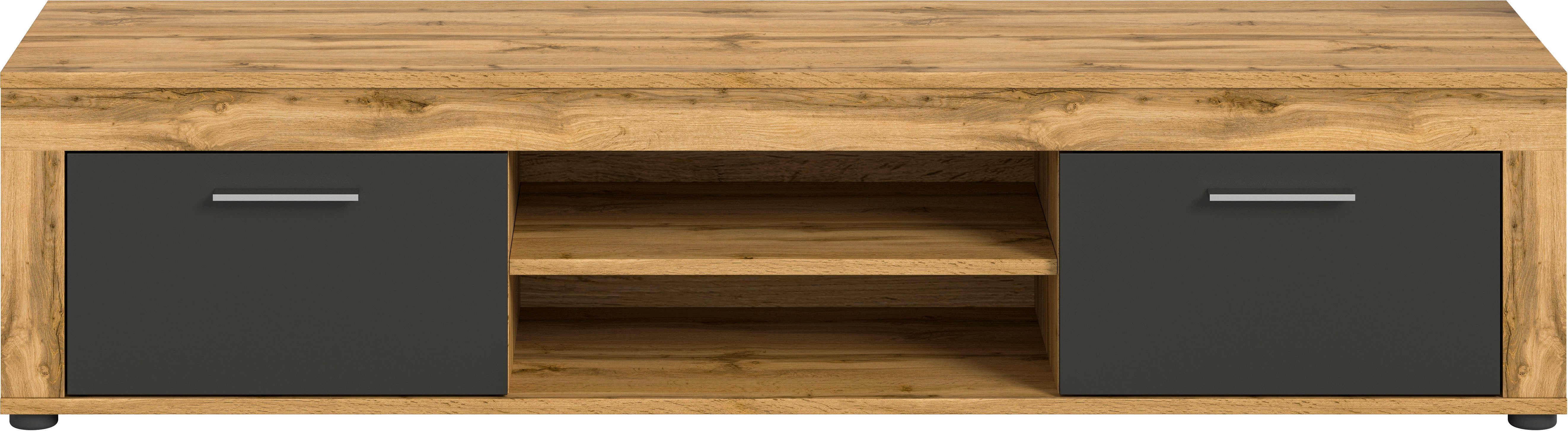 INOSIGN Tv-meubel Aosta, breedte 160 cm, in verschillende kleuruitvoeringen met 2 kleppen en 2 open vakken, tv-bord, mediabord, tv-meubel
