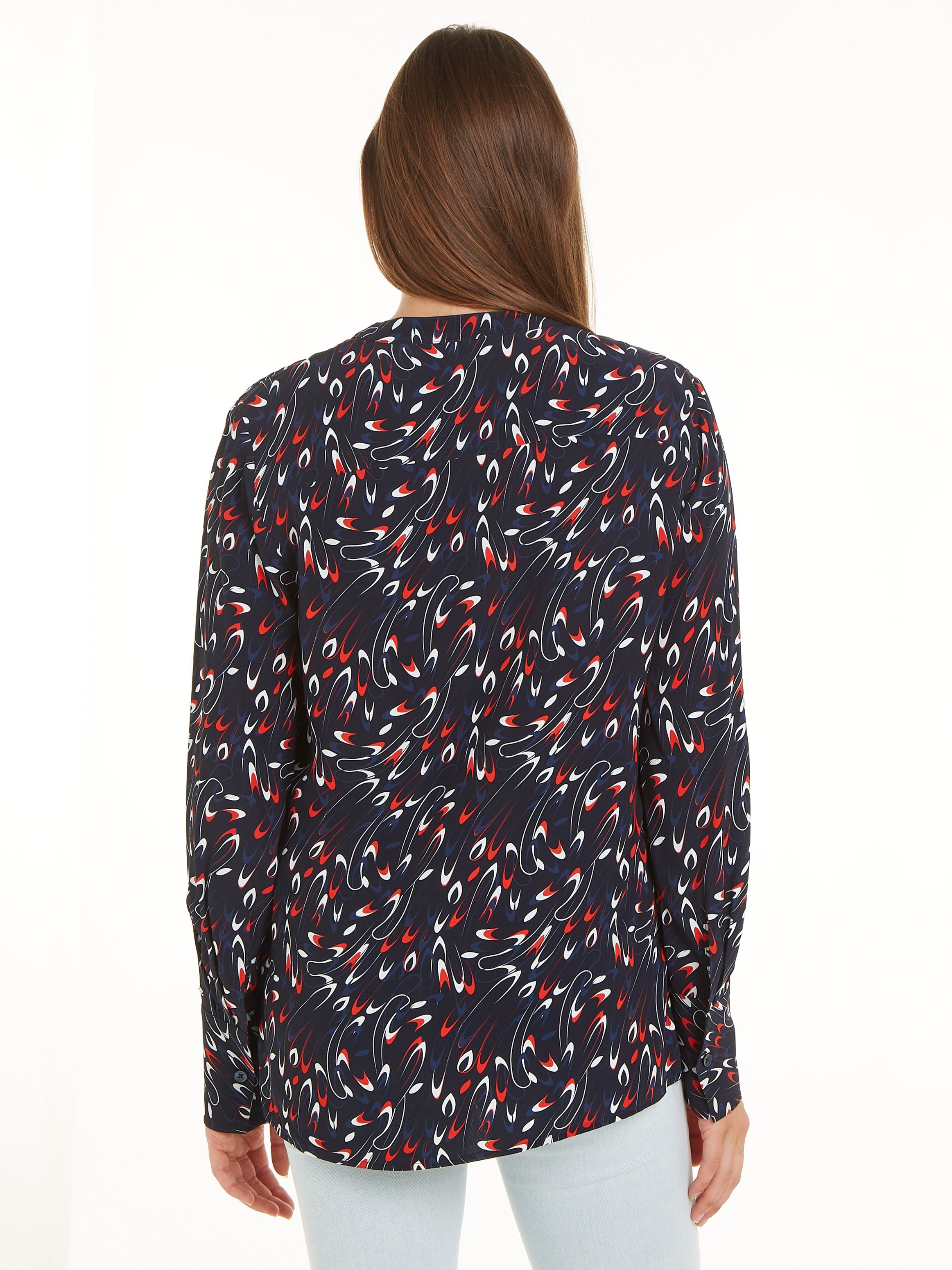 Tommy Hilfiger Blouse met lange mouwen SMALL RIBBON COLLARLESS REG LS