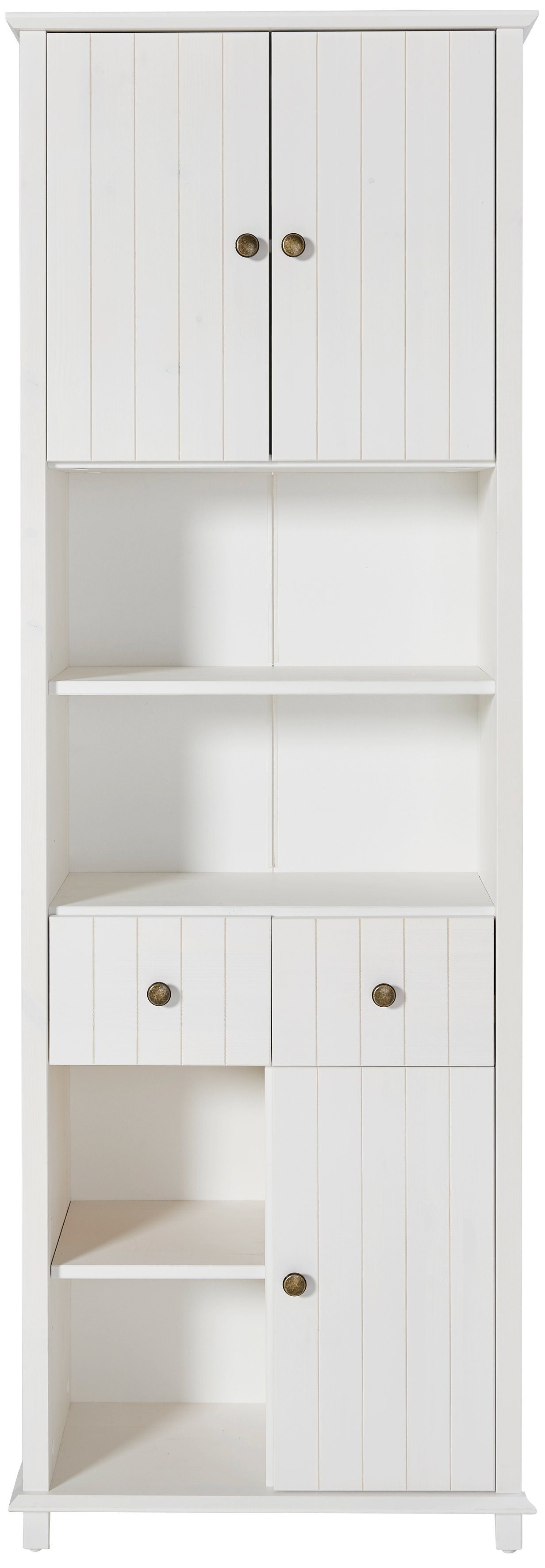 Home affaire Hoge kast Vili Badkamerkast, hoogte 175 cm, 2 lades, 3 deuren, van massief hout