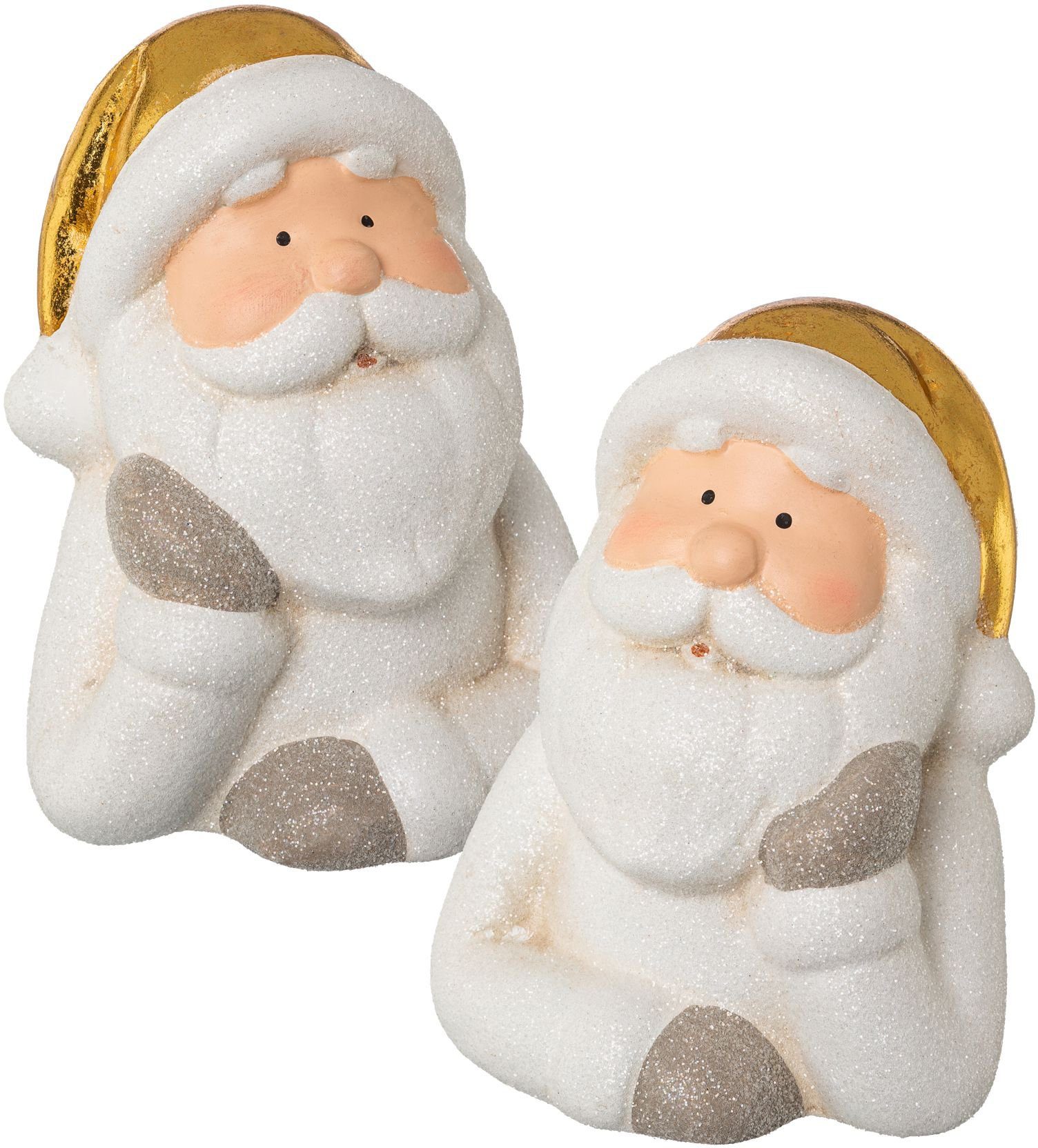 Creativ home Kerstman Kerst versiering van keramiek, hoogte ca. 14,5 cm (set, 2 stuks)