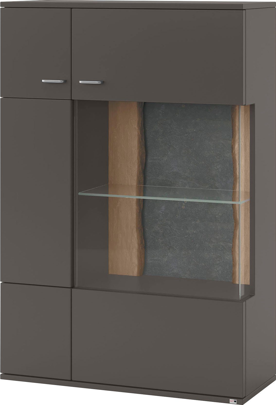 set one by Musterring Vitrinekast Tacoma Type 03/04, hoogte 143,4 cm, met getinte glasdeur
