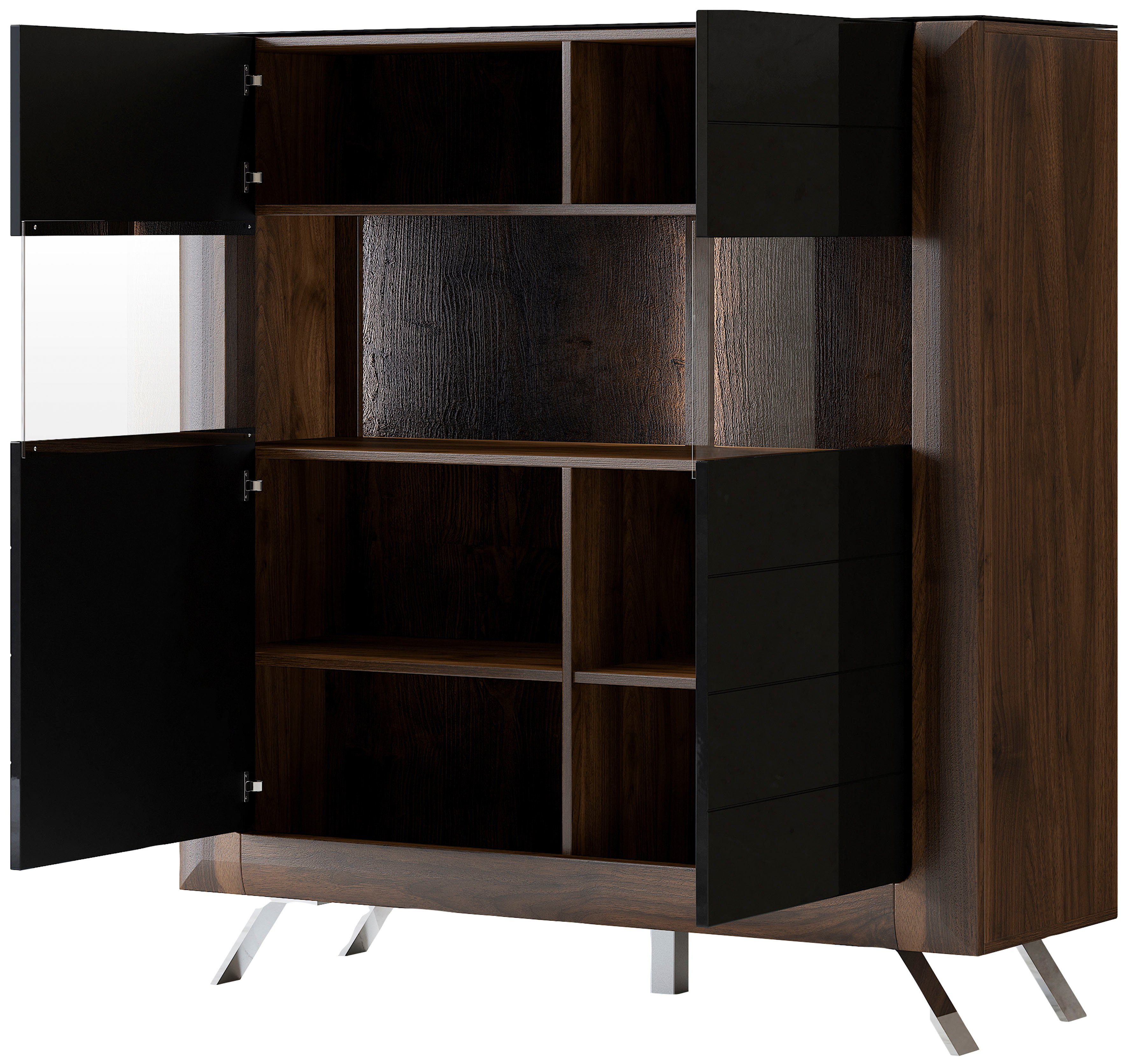 Leonique Highboard Kasai Hoogte 136,5 cm, 2 deuren met glasinzet