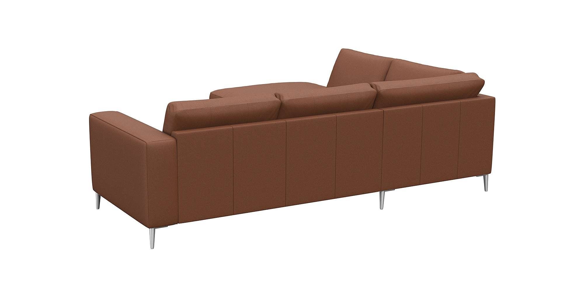 FLEXLUX Hoekbank Fiore, L-vorm brede armleuningen, aluminiumkleurige poten, bxd 241x225 cm, koudschuim in de zitting