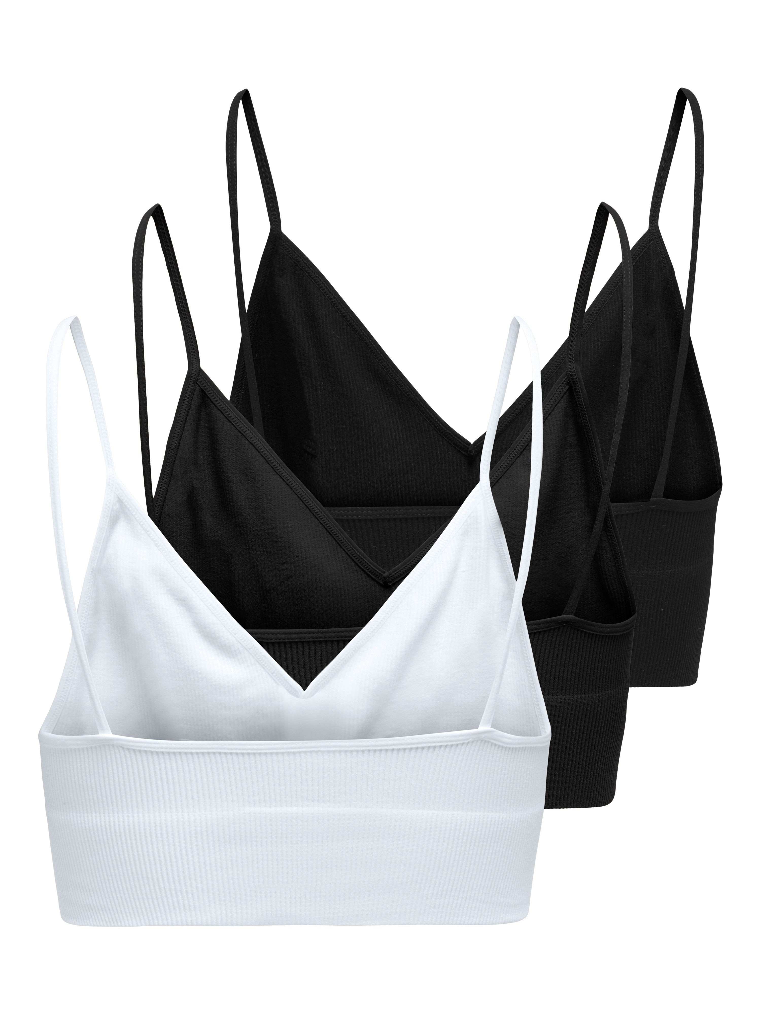 Only Bustier ONLVICKY RIB S-L V-NECK 3-PACK TOP NOOS (set, 3-delig)
