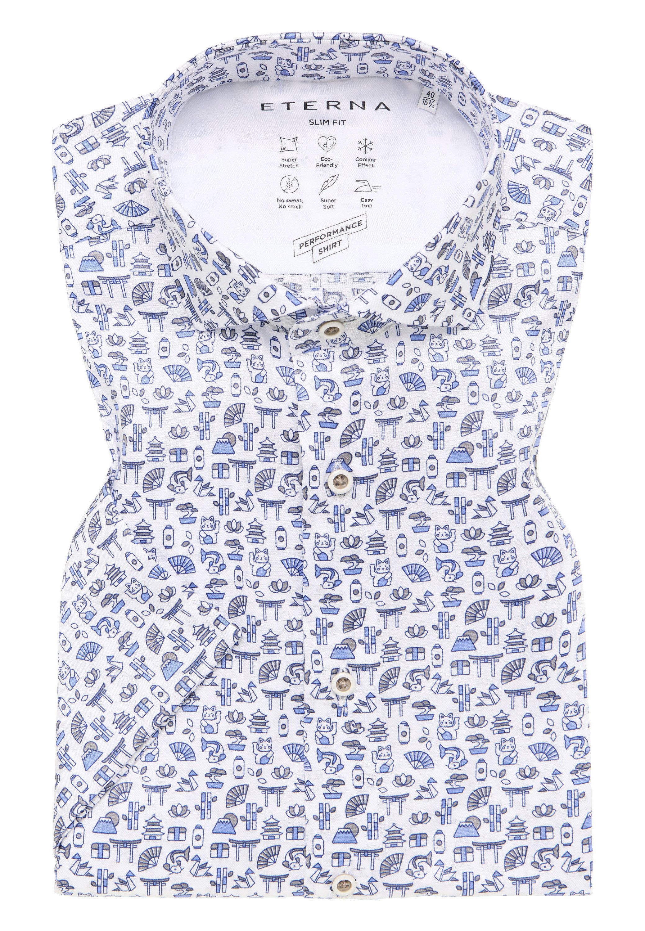 Eterna Overhemd met korte mouwen Slim fit