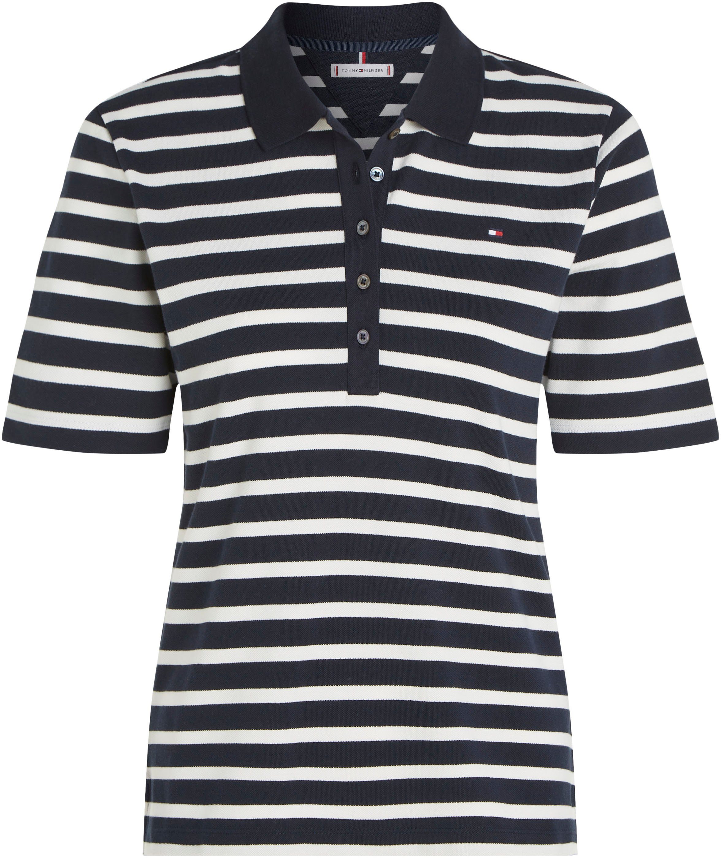 Tommy Hilfiger Poloshirt 1985 REG PIQUE STRIPE POLO SS met discreet geborduurd tommy hilfiger logo
