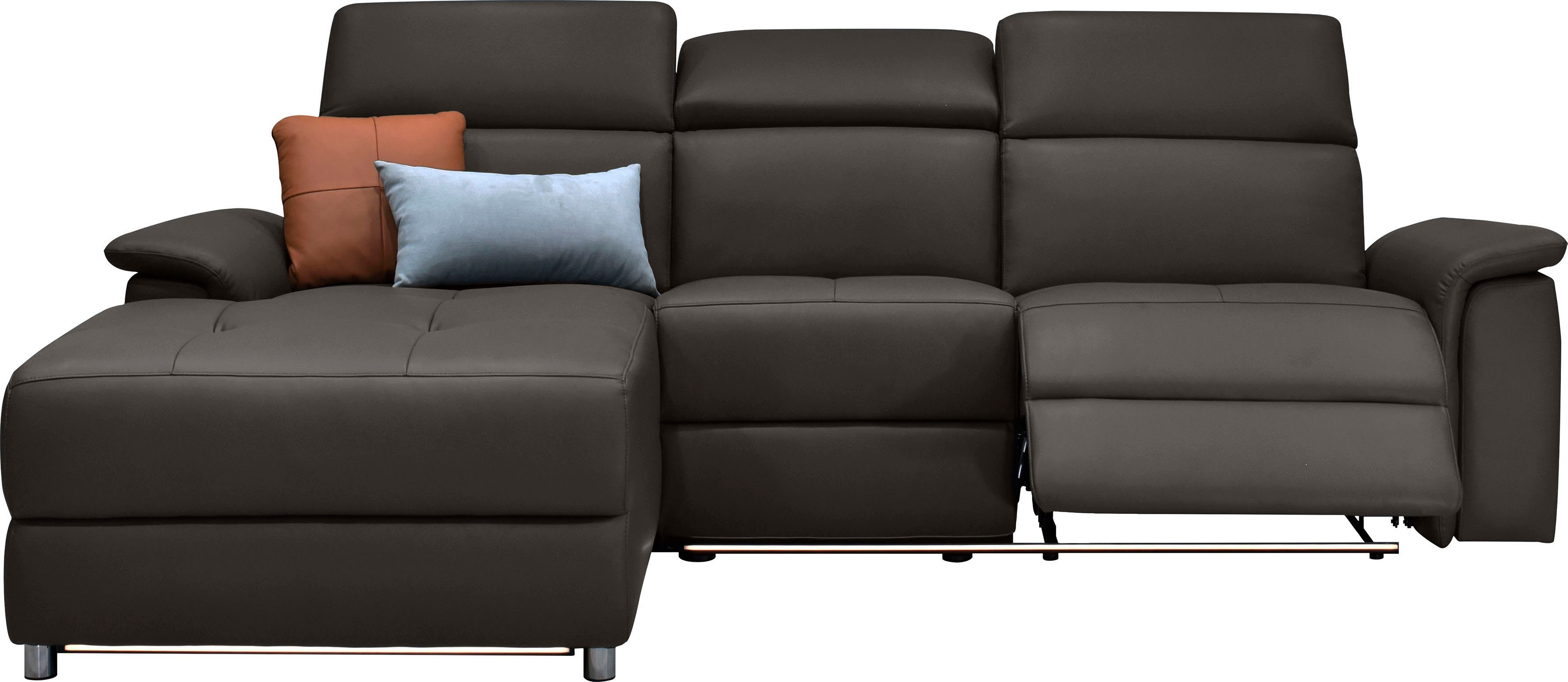 Places of Style Hoekbank Pareli, L-model, 259 cm, met récamier, echt leer, imitatieleer, weefstof