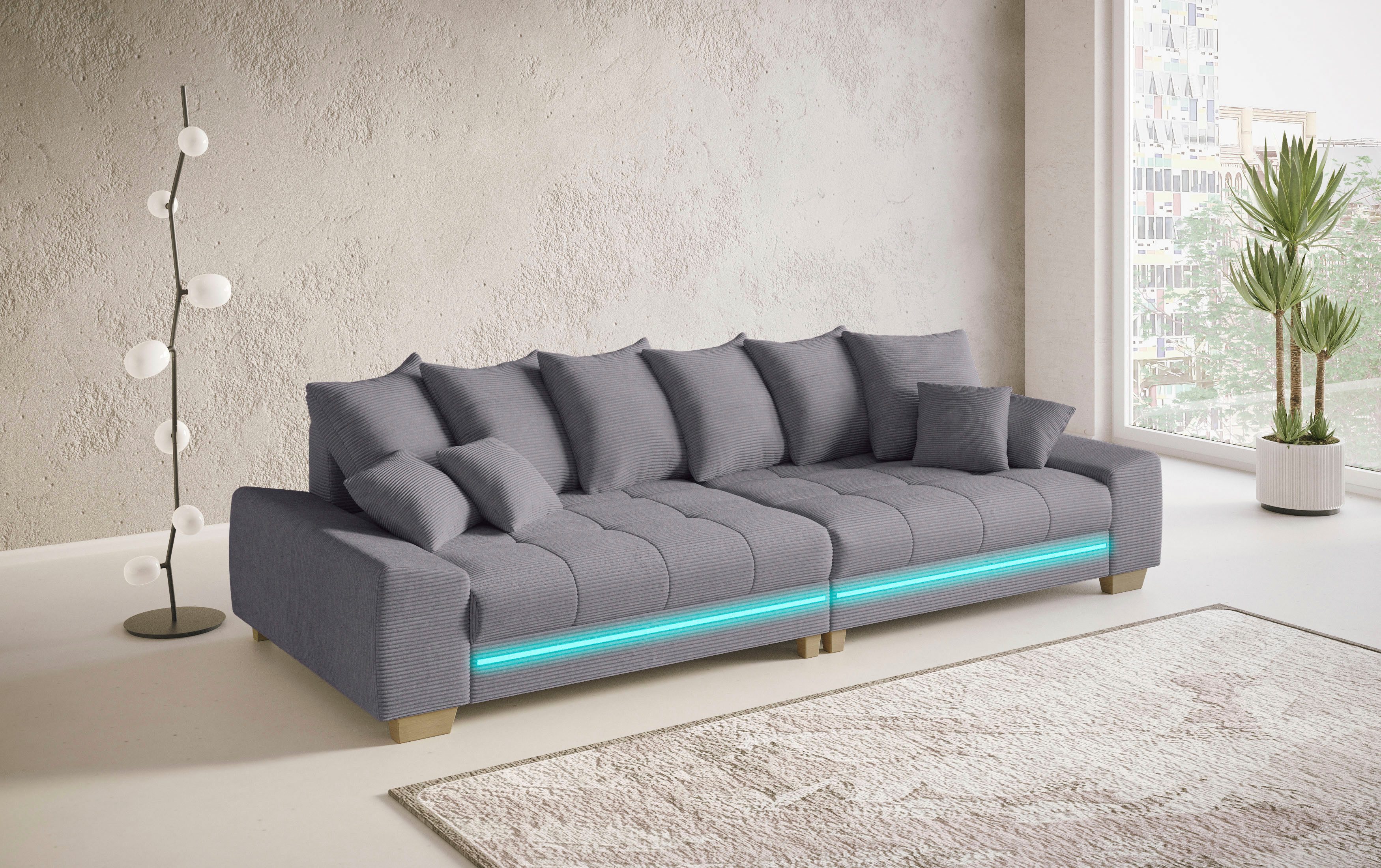 Mr. Couch Megabank Nikita II met rgb-led-verlichting, koudschuim bekleding tot 140 kg belastbaar