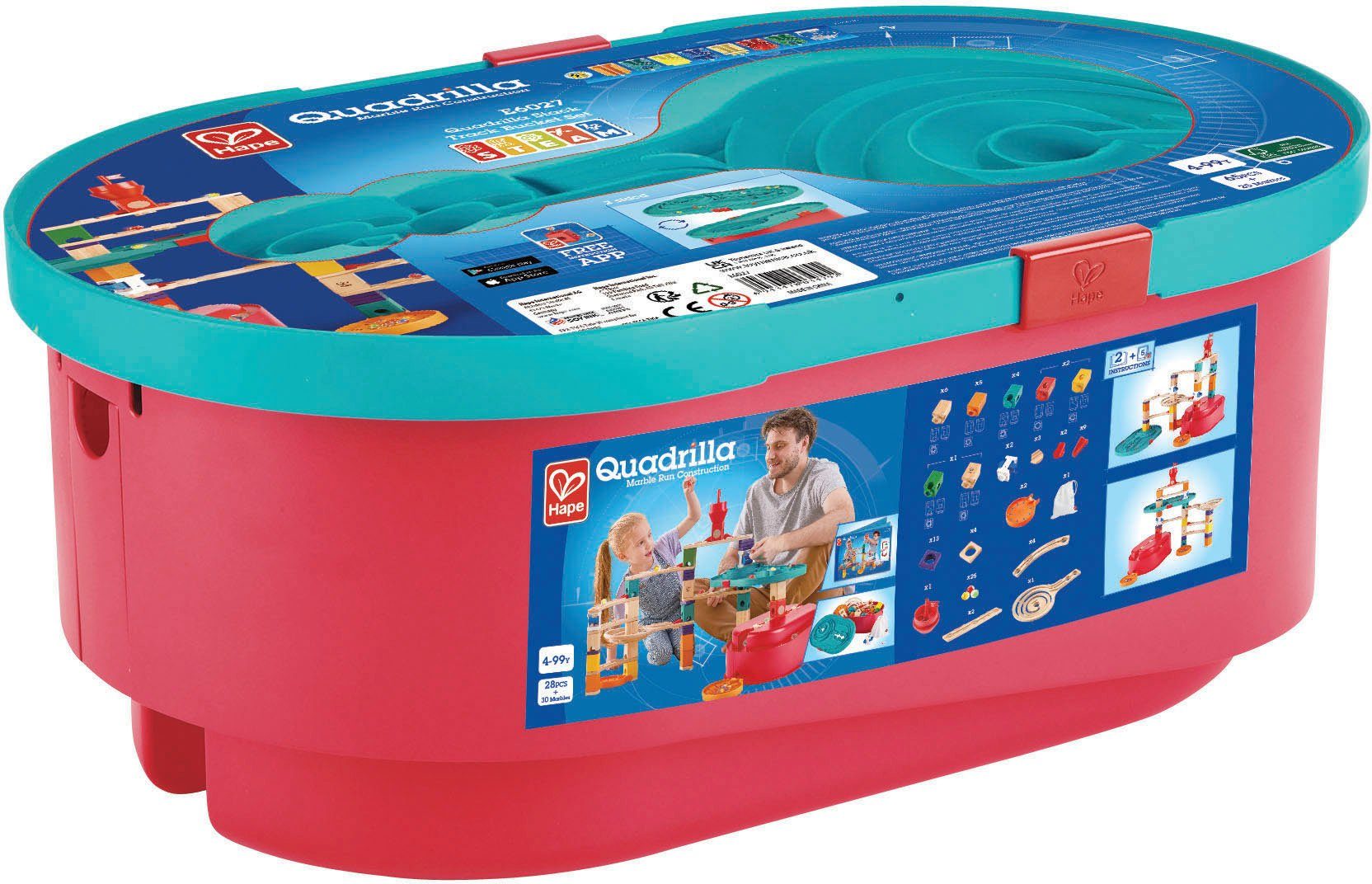 Hape Bouwpakket knikkerbaan Quadrilla, module container set FSC®- beschermt bos - wereldwijd