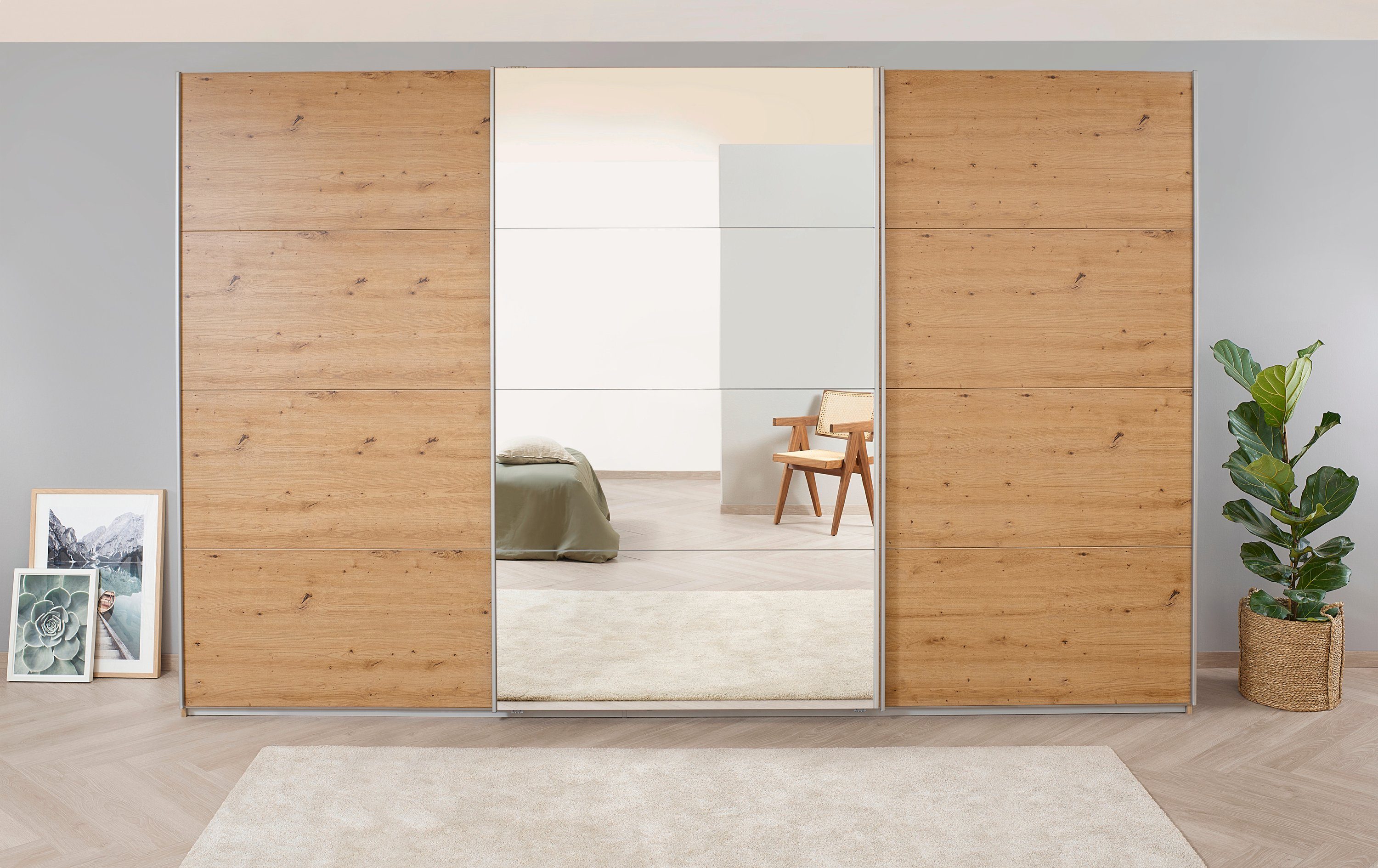 rauch Zweefdeurkast Kledingkast kast garderobe BESTSELLER KOLUNA met spiegel inclusief 2 binnenladen en extra legplanken made in germany