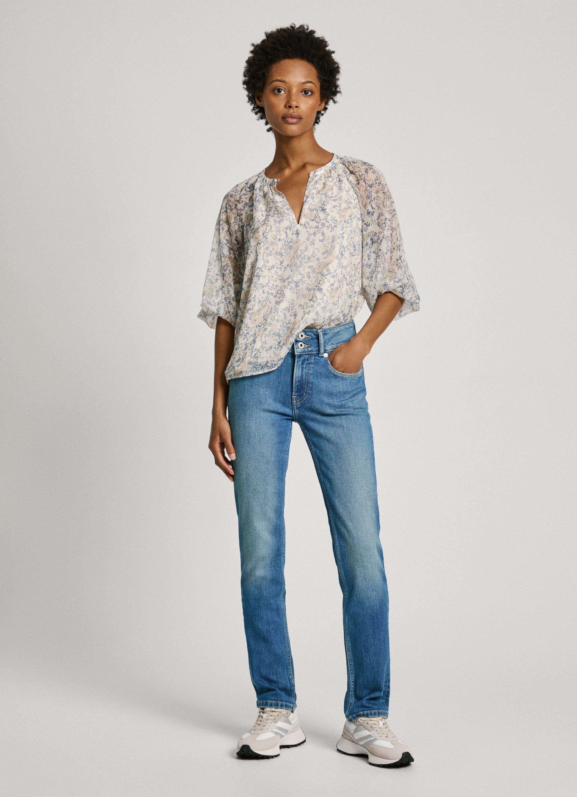 Pepe Jeans Slim fit jeans SLIM JEANS MW met extra brede tailleband met dubbele knoopsluiting
