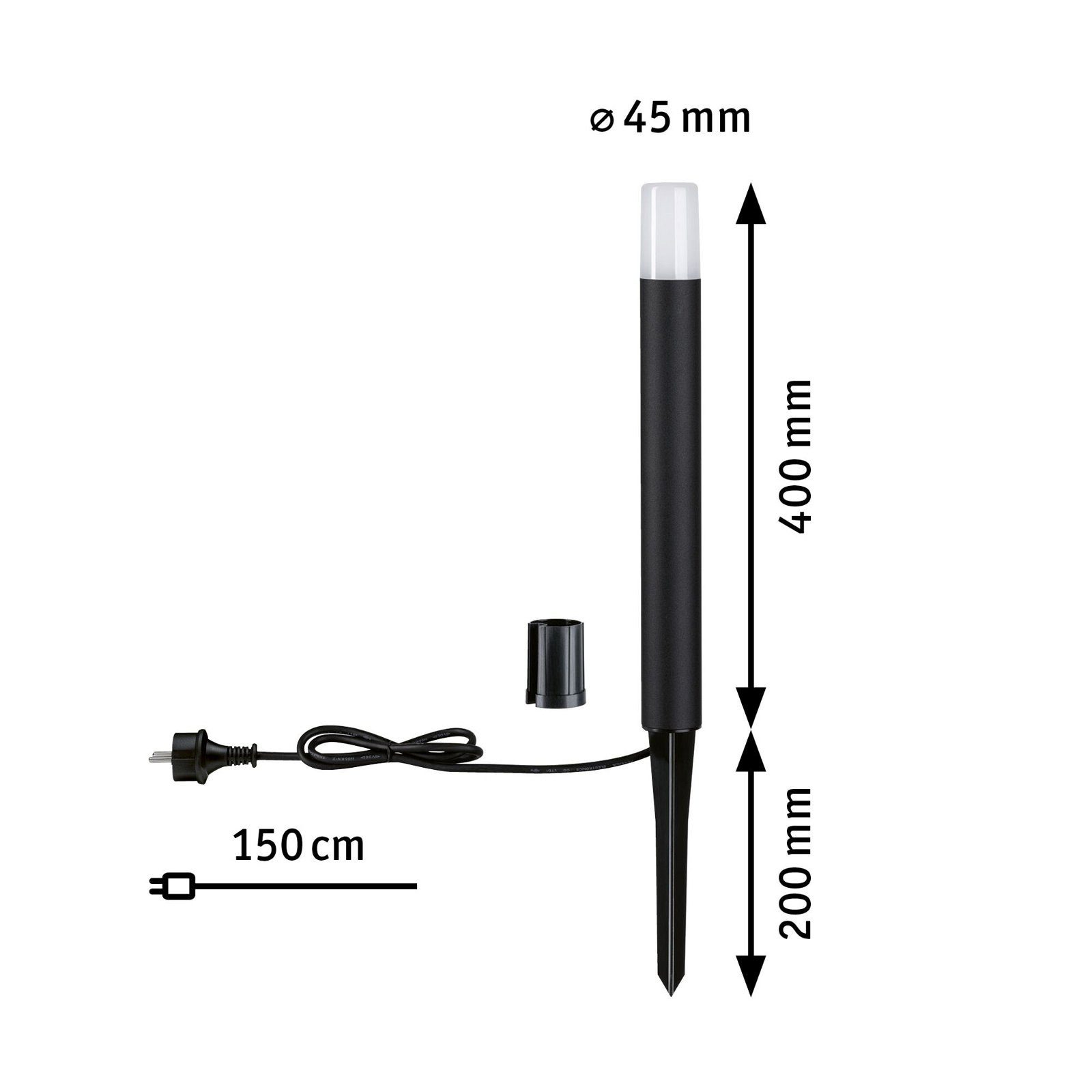Paulmann Led-bolderlamp Flarea IP65 400mm 3000K 3,1W 280lm 230V Zwart Aluminium (1 stuk)