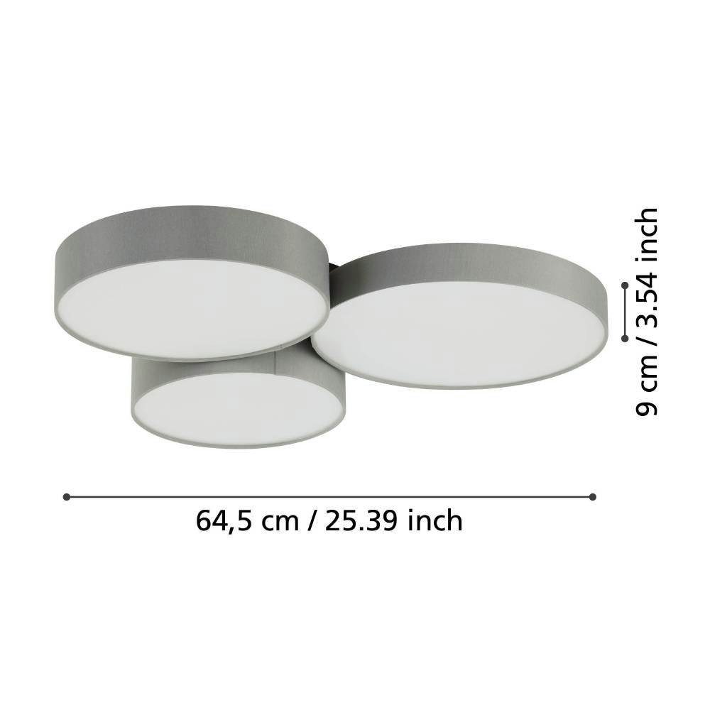 EGLO Plafondlamp BARBANO-Z plafondlamp, grijs wit, ZigBee 3.0, disco-modus, timer App en spraakbesturing Alexa, 60,5 x 56,5 x 9 cm, excl. afstandsbediening (1 stuk)