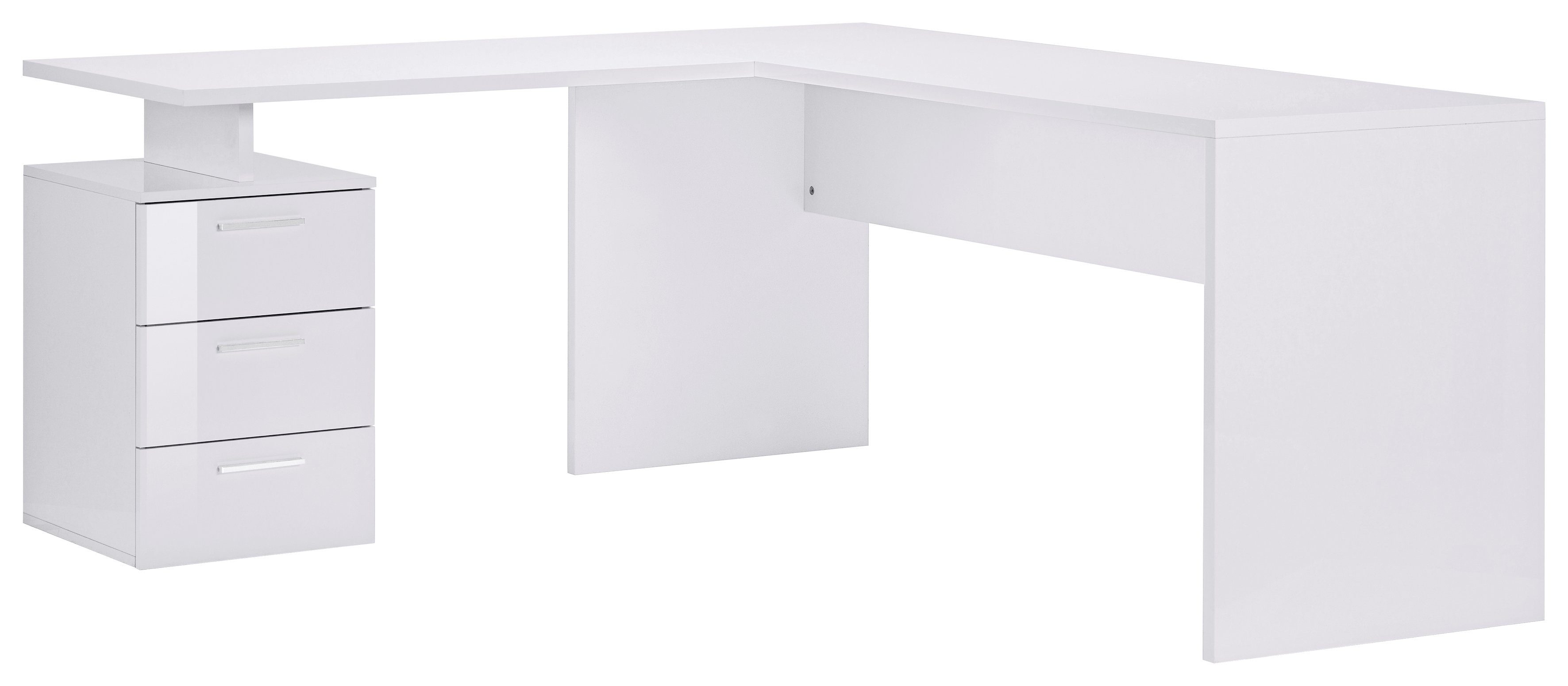 INOSIGN Hoekbureau New Selina Bureau, lades, met of zonder monitorsteun, B 180/160 cm hoekbureaus wit