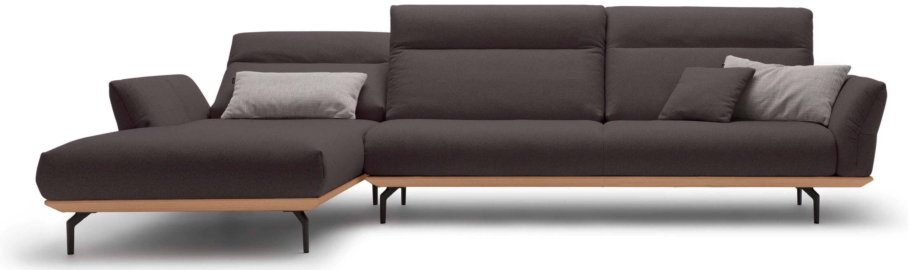 Hülsta Sofa Hoekbank Hs.460 Sokkel in eiken, onderstel in umbra grijs, breedte 338 cm