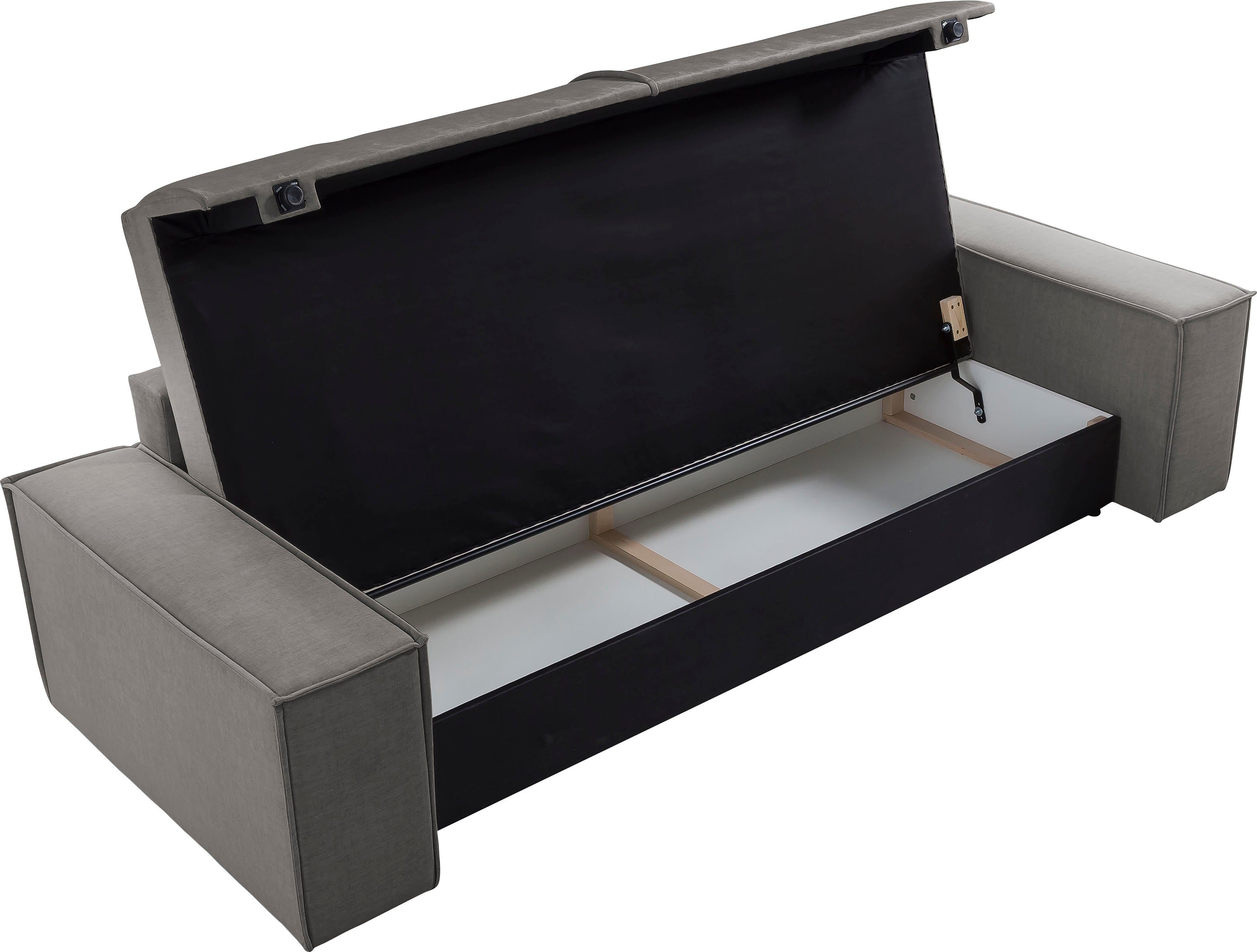 Home affaire 3-zitsbank SHERWOOD slaapbank (257 cm) ribfluweel, velours, vintage lederlook