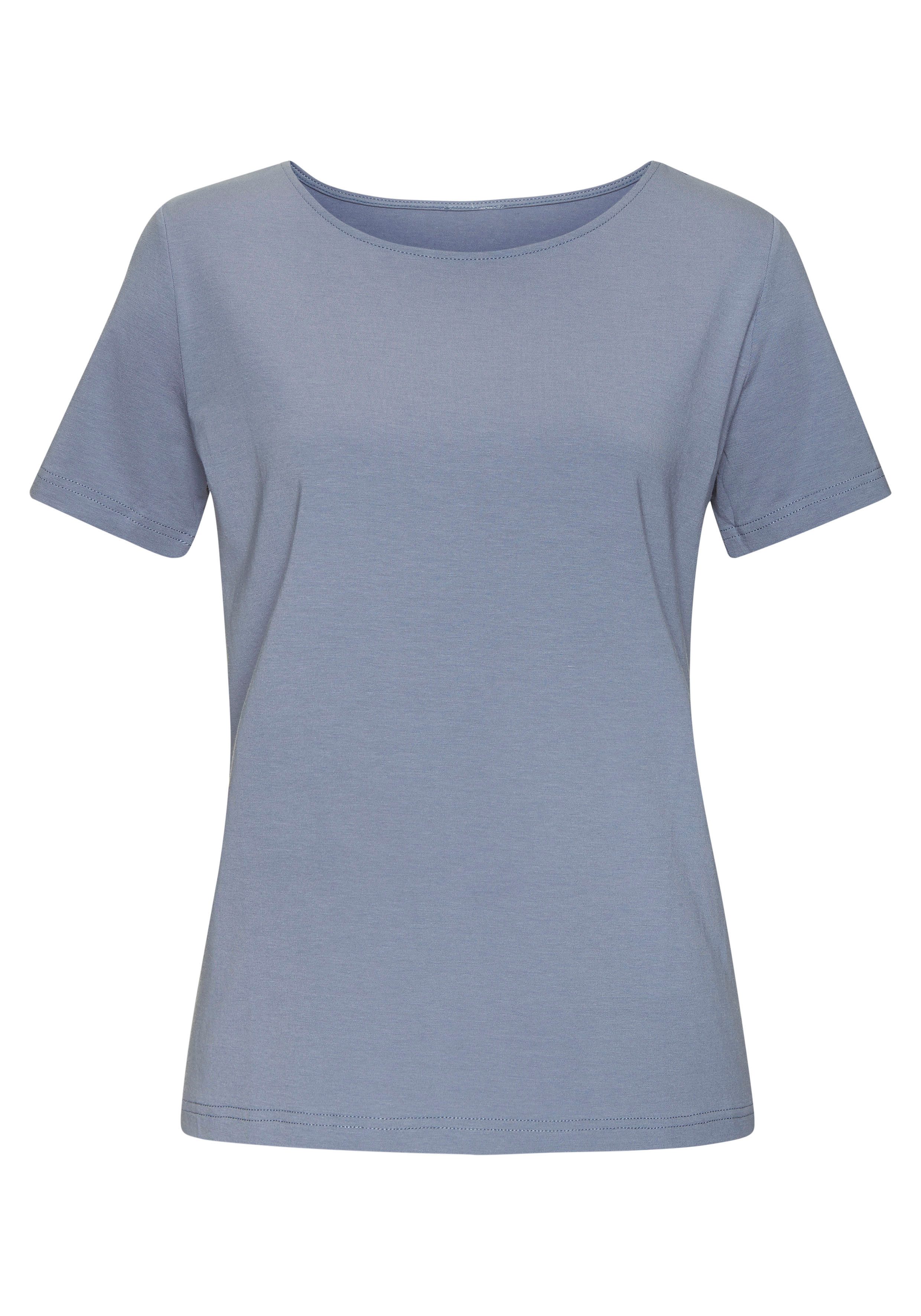 Lascana T-shirt Met ronde hals van elastische katoen-modal kwaliteit (Set van 2)