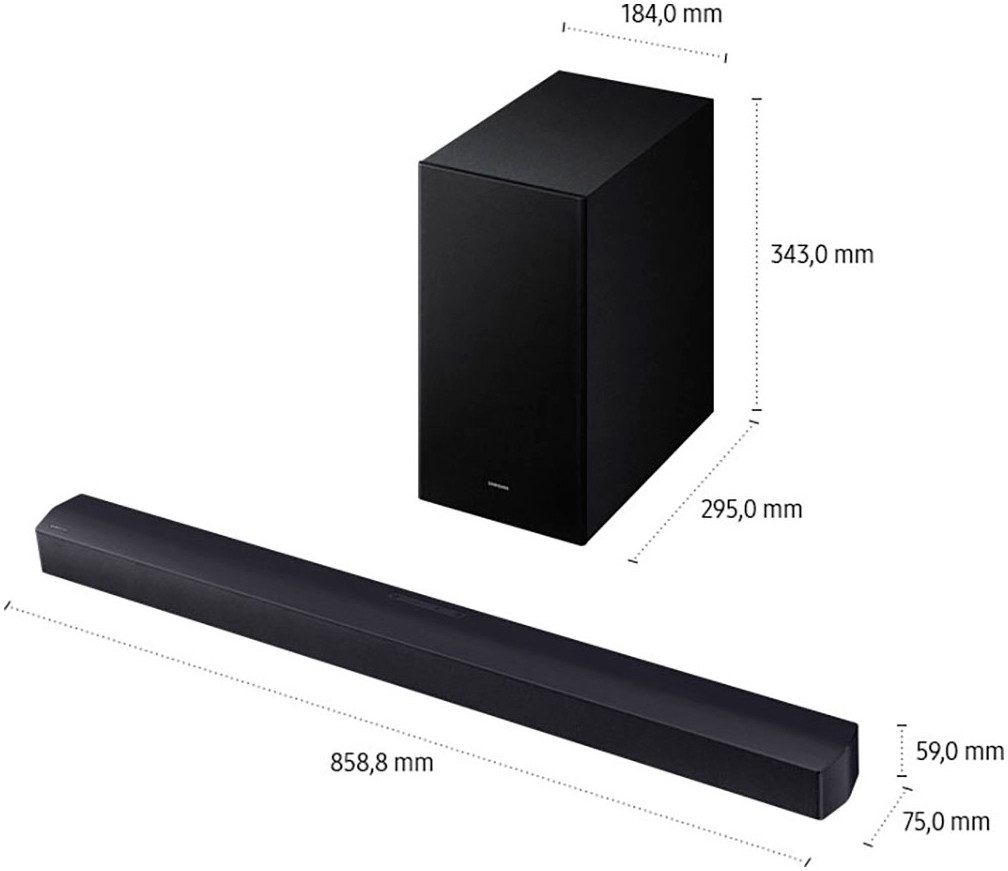 Samsung Soundbar HW-B460GF/ZG soundbar 2.1-kanaal geluidssysteem, dolby audio i dts virtual:x, bass-boost-modus