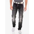 cipo  baxx regular fit jeans met modieuze details zwart