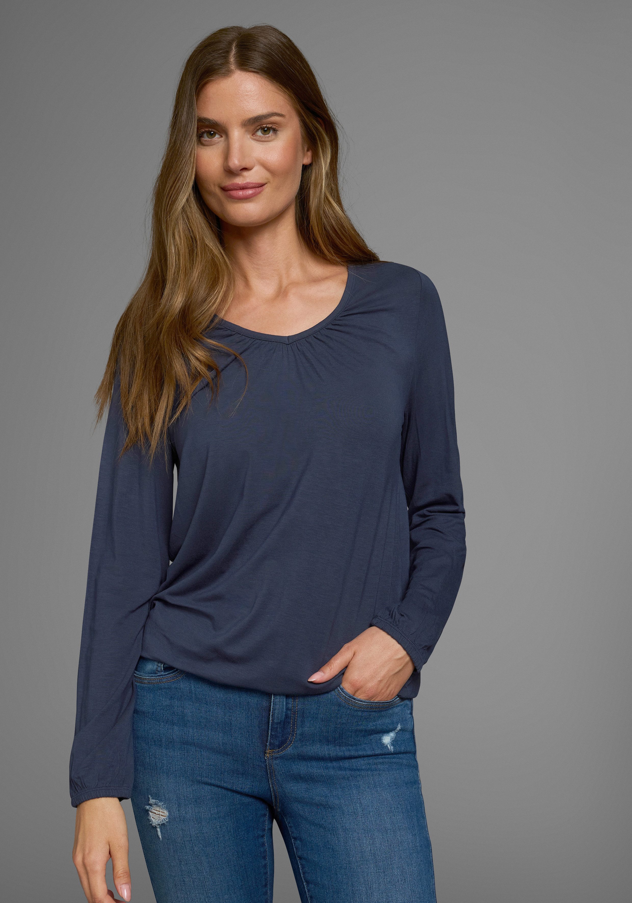 Flashlights Shirt met lange mouwen figuurvolgende snit, van viscosemix (2-delig, Set van 2)