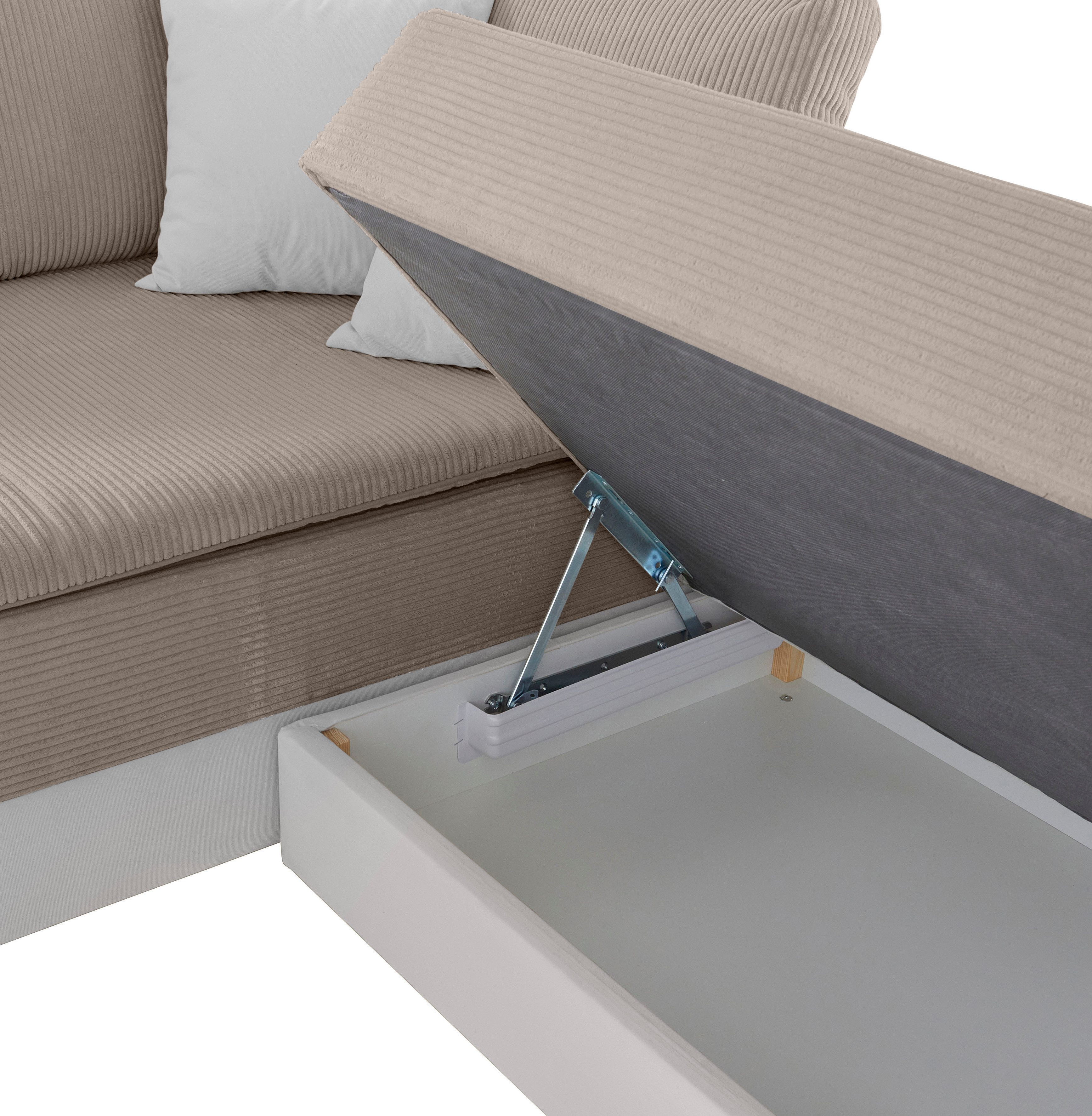 INOSIGN Hoekbank Boxspringbed Night & Day L-vorm met permanente slaapfunctie met armleuning