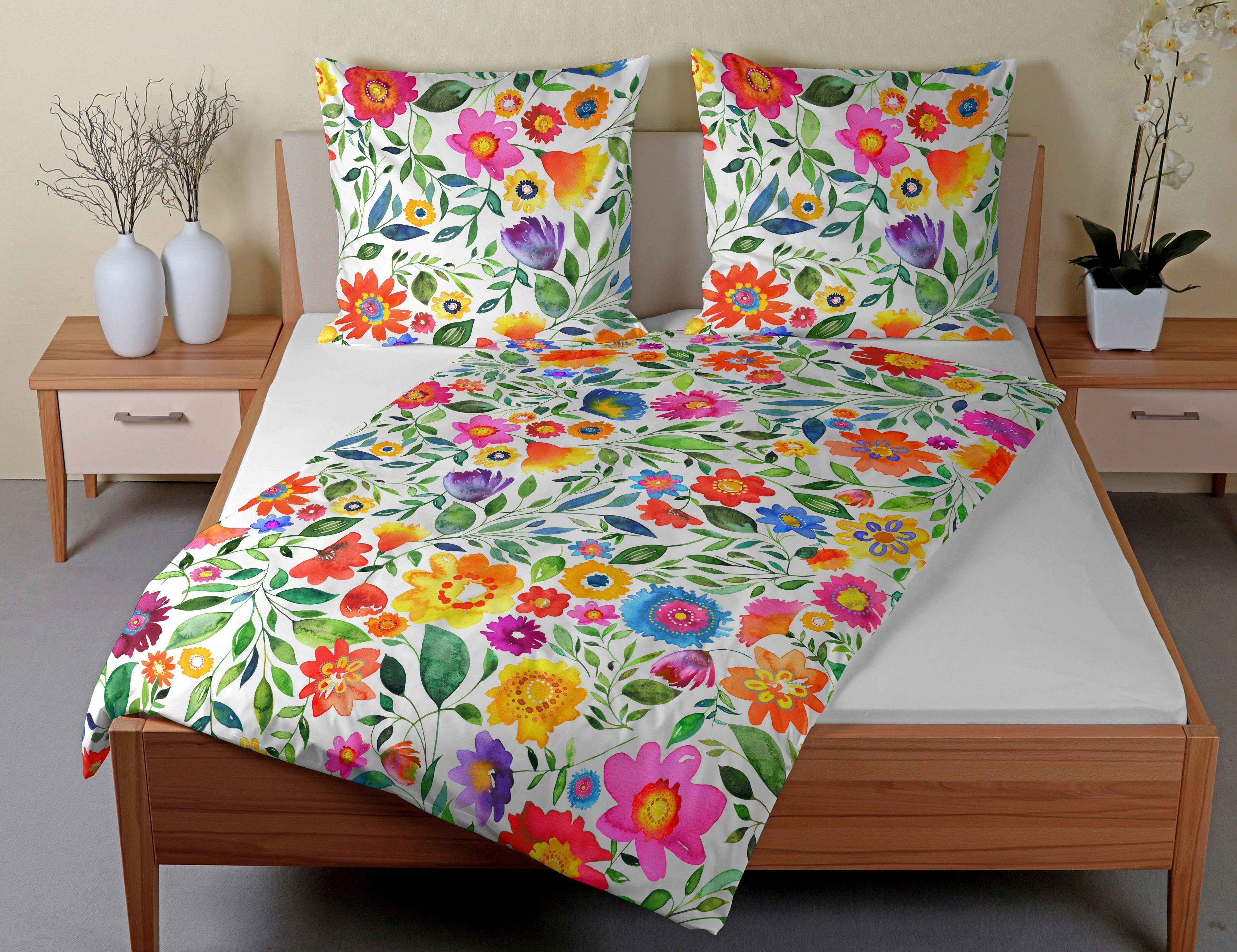 CASATEX Beddengoed Malinda lenteachtige frisse kleuren, bloemenweide (2-delig)