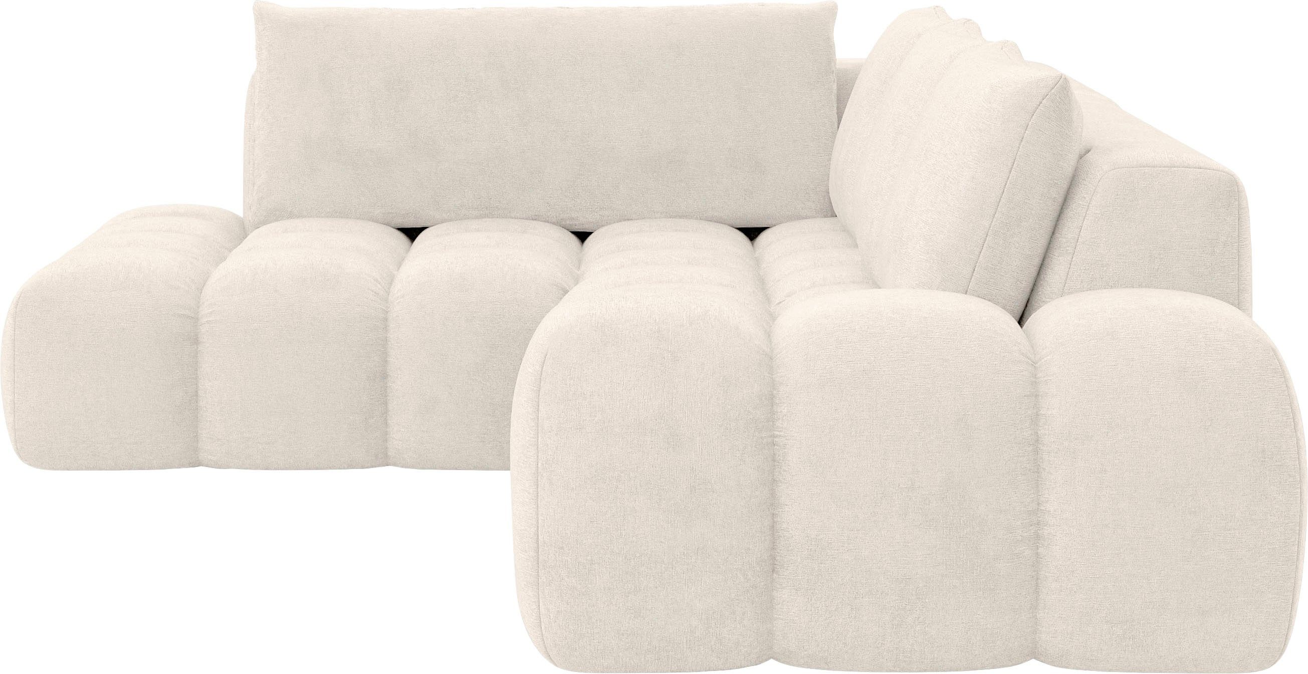 INOSIGN Hoekbank AZITA designsofa, elegant en comfortabel L-vorm, bubbel-look