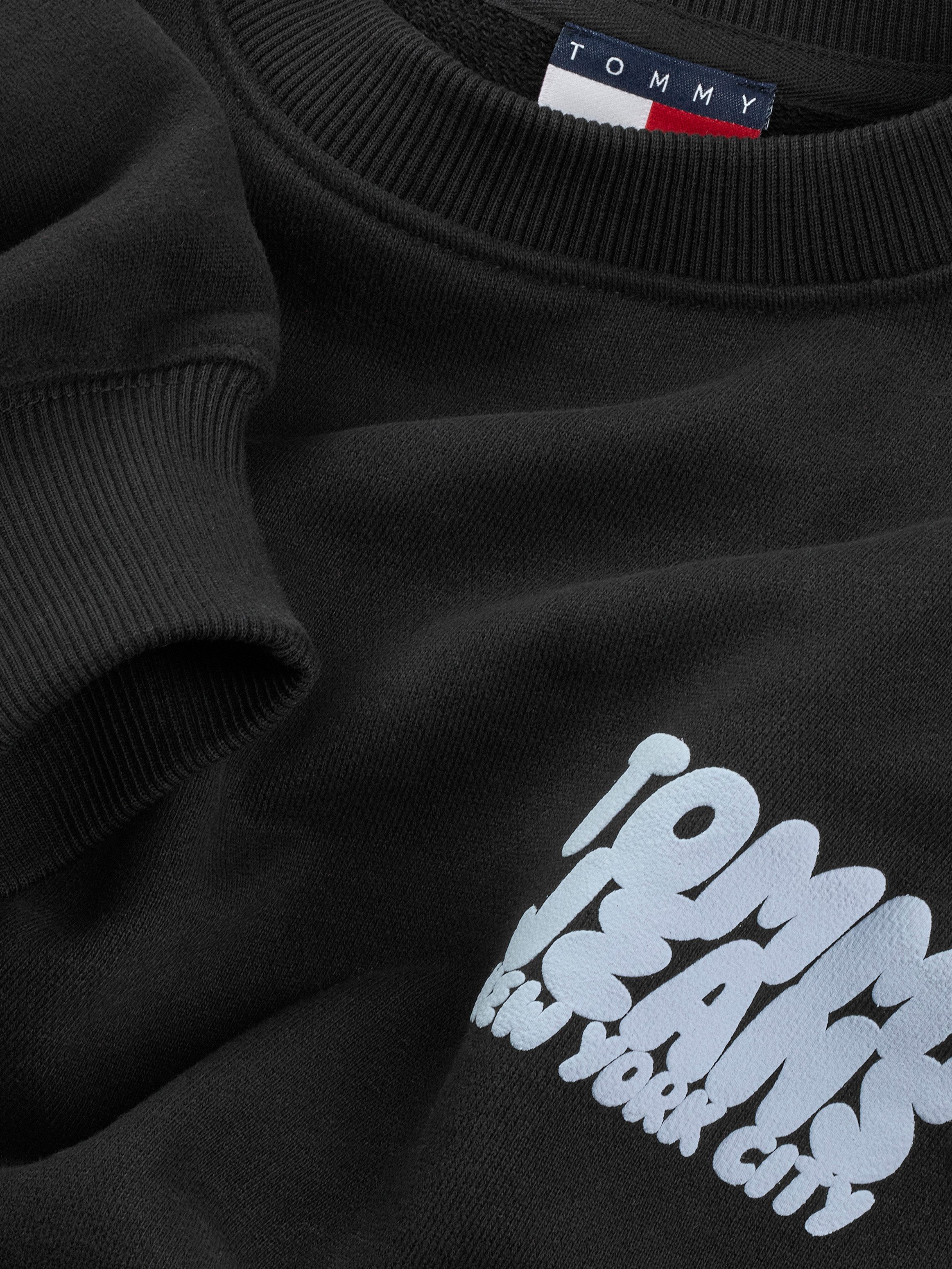 TOMMY JEANS Sweatshirt TJW RLX CRP TJ BUBBLE CREW met grote logoprint op de rug