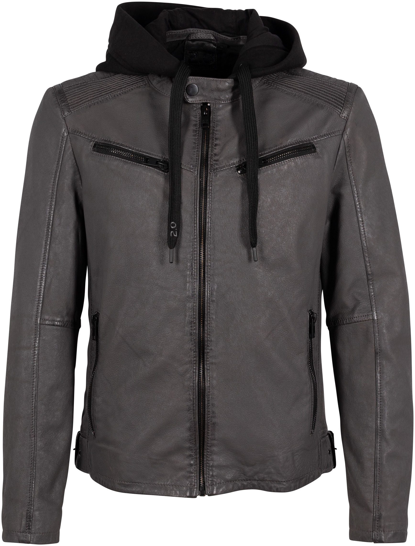 Mauritius Leren jack G2MNeiko SF met rits, decoratieve stiksels