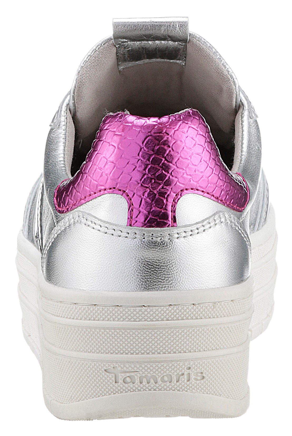 Tamaris Plateausneakers , vrijetijdsschoen, lage schoen, veterschoen met decoratieve stiksels en perforatie