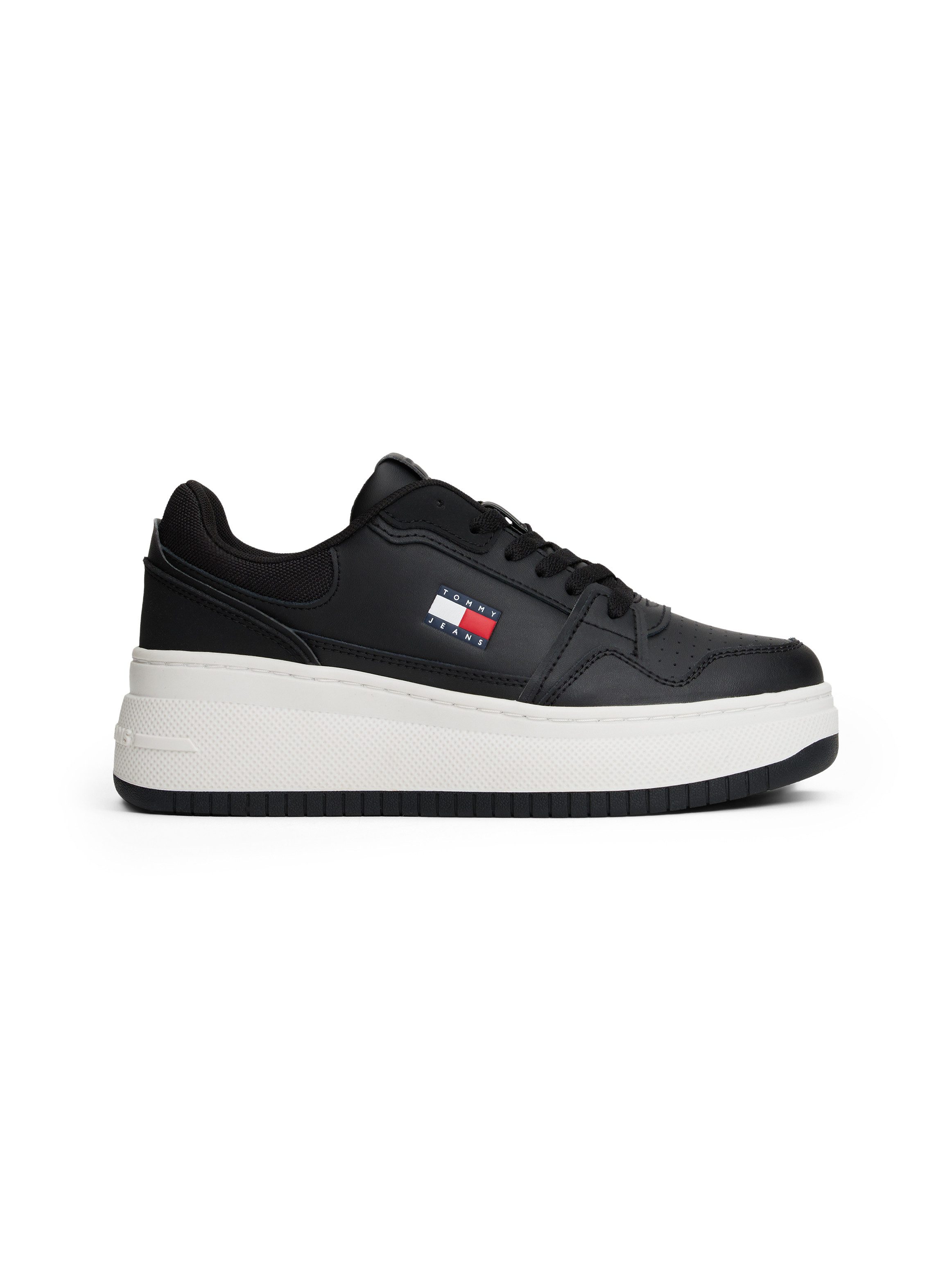 TOMMY JEANS Sneakers met sleehak TJW RETRO BASKET FLATFORM , plateau, vrijetijdsschoen, veterschoen, met perforaties, in basket-look