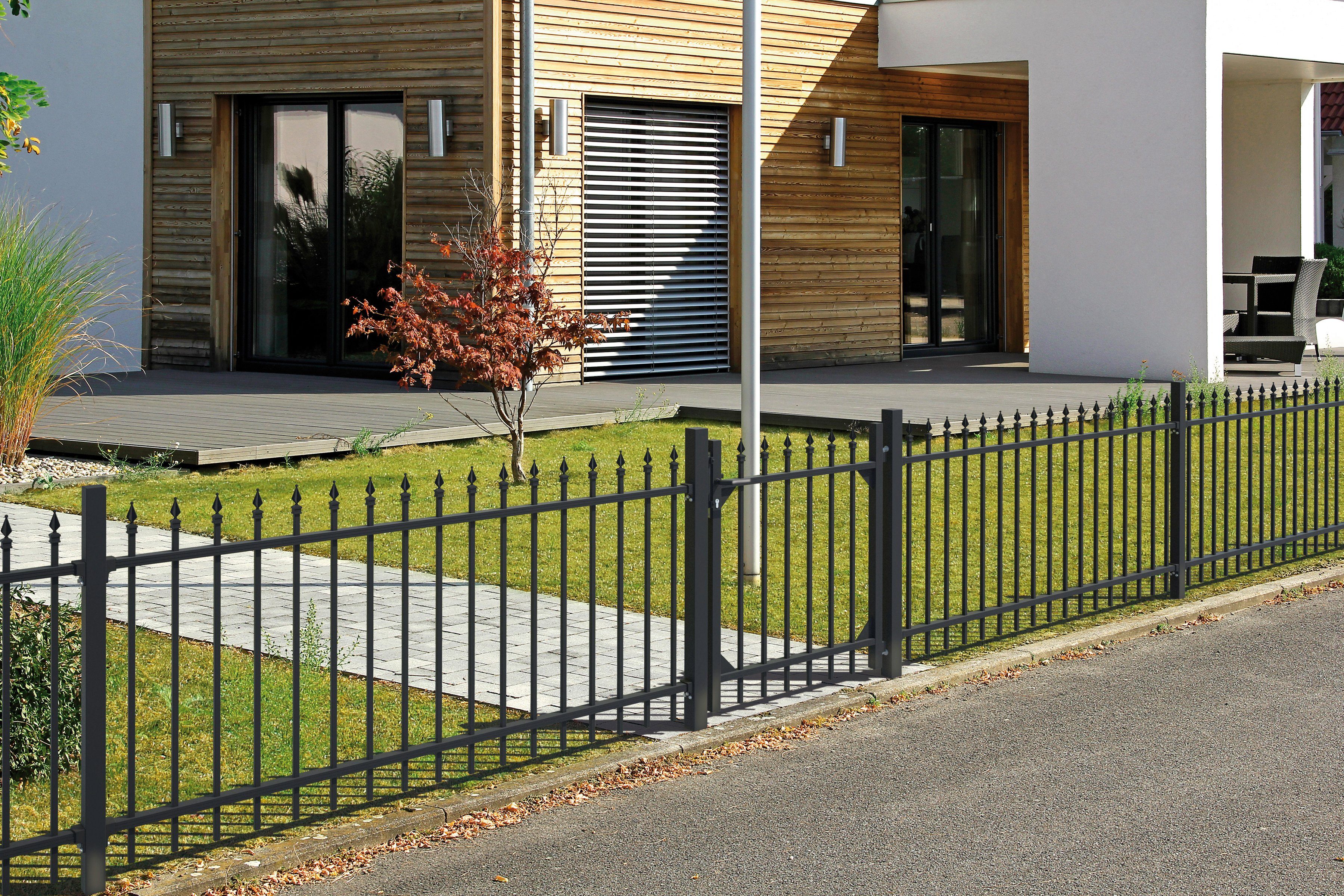 GAH Alberts Metalen hek Chaussee Hoogte: 100 en 120 cm, totale lengte: 10 m, voor plaatsing in beton (set, 12 stuks)