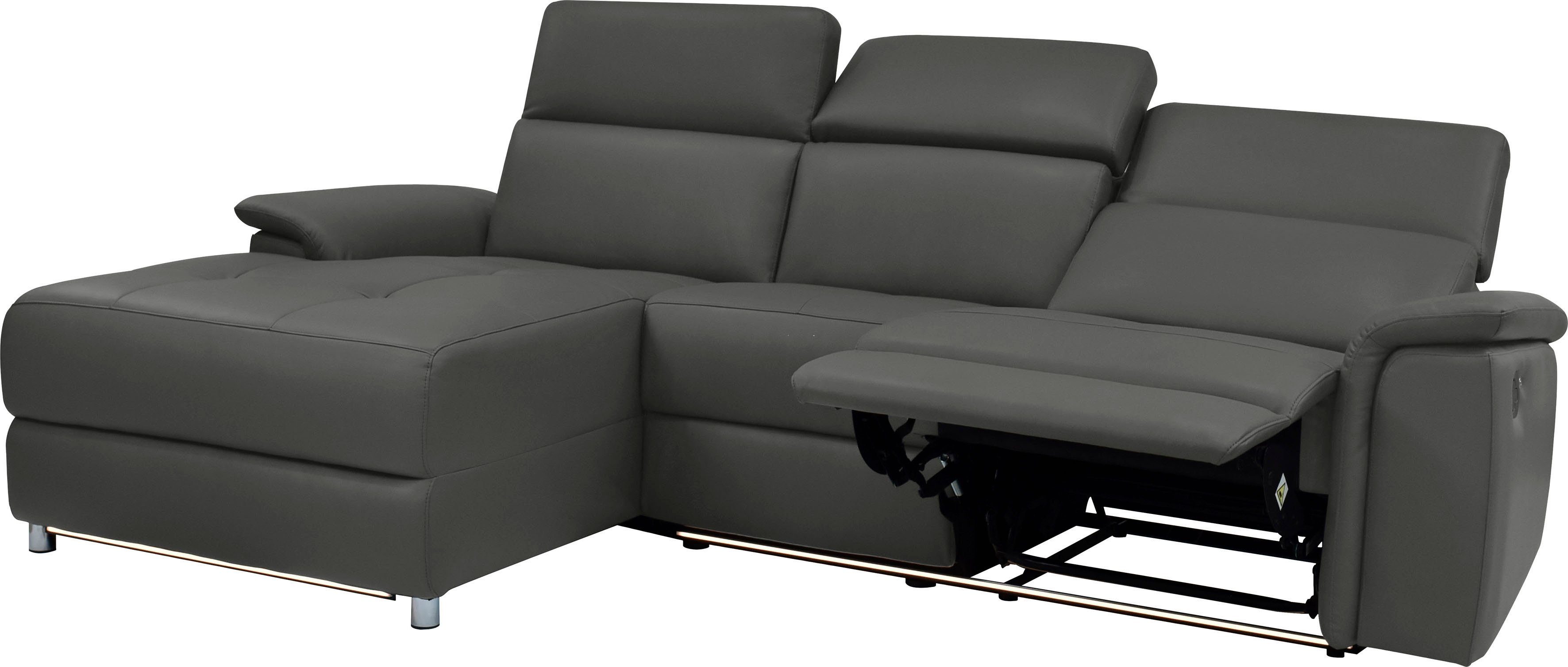 Places of Style Hoekbank Pareli, L-model, 259 cm, met récamier, echt leer, imitatieleer, weefstof