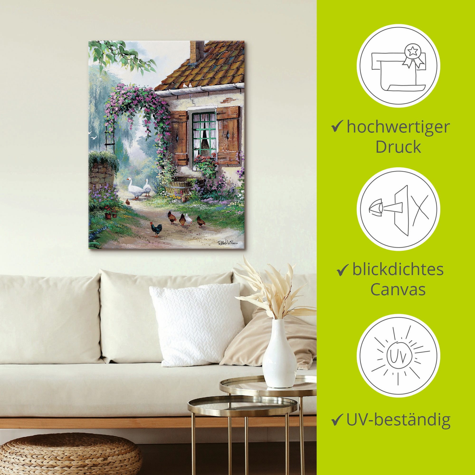 Artland Artprint op linnen De boerderij gespannen op een spieraam
